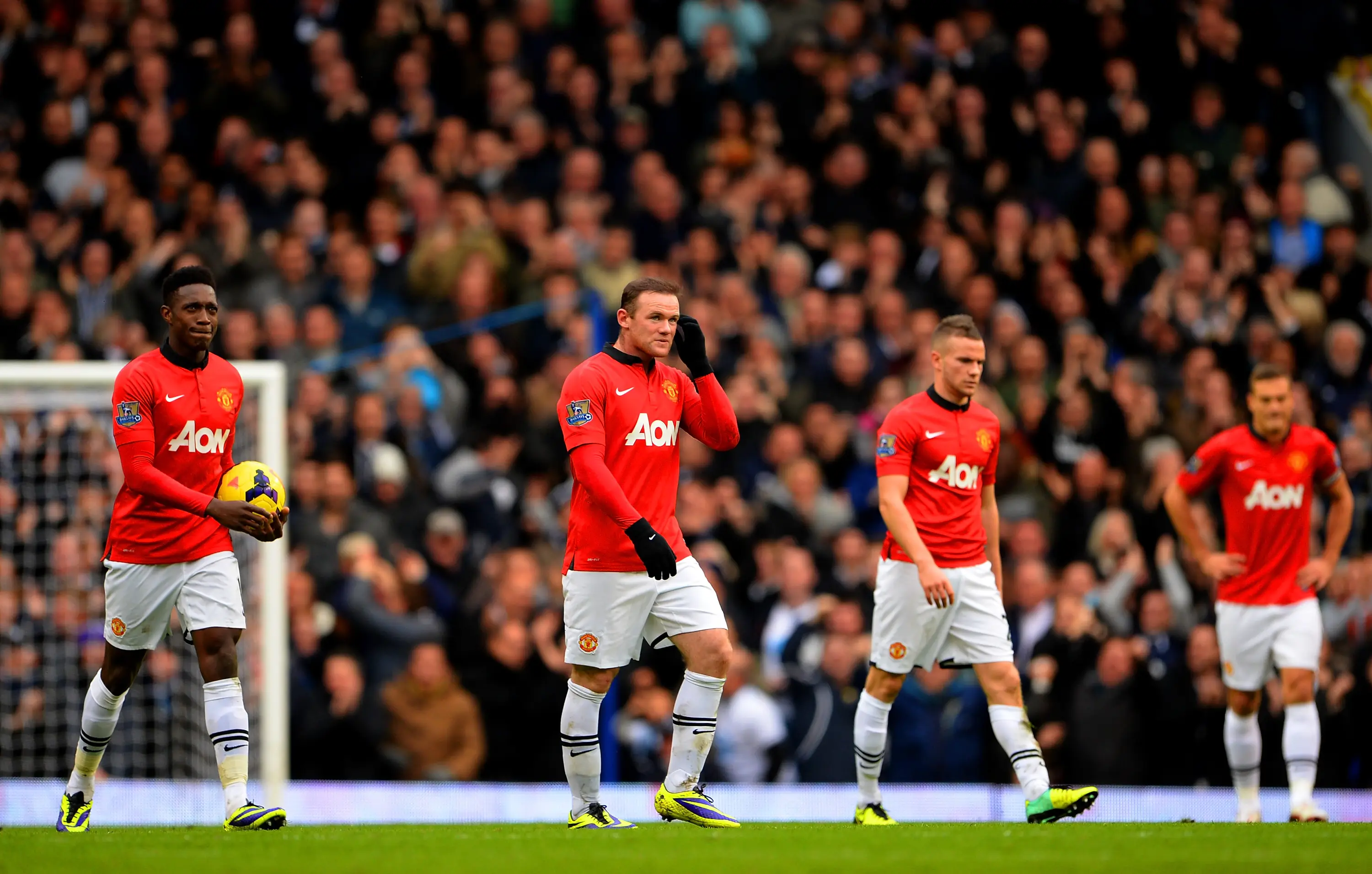 Rooney alongside Welbeck and Cleverley during United's only season under Moyes. (Image