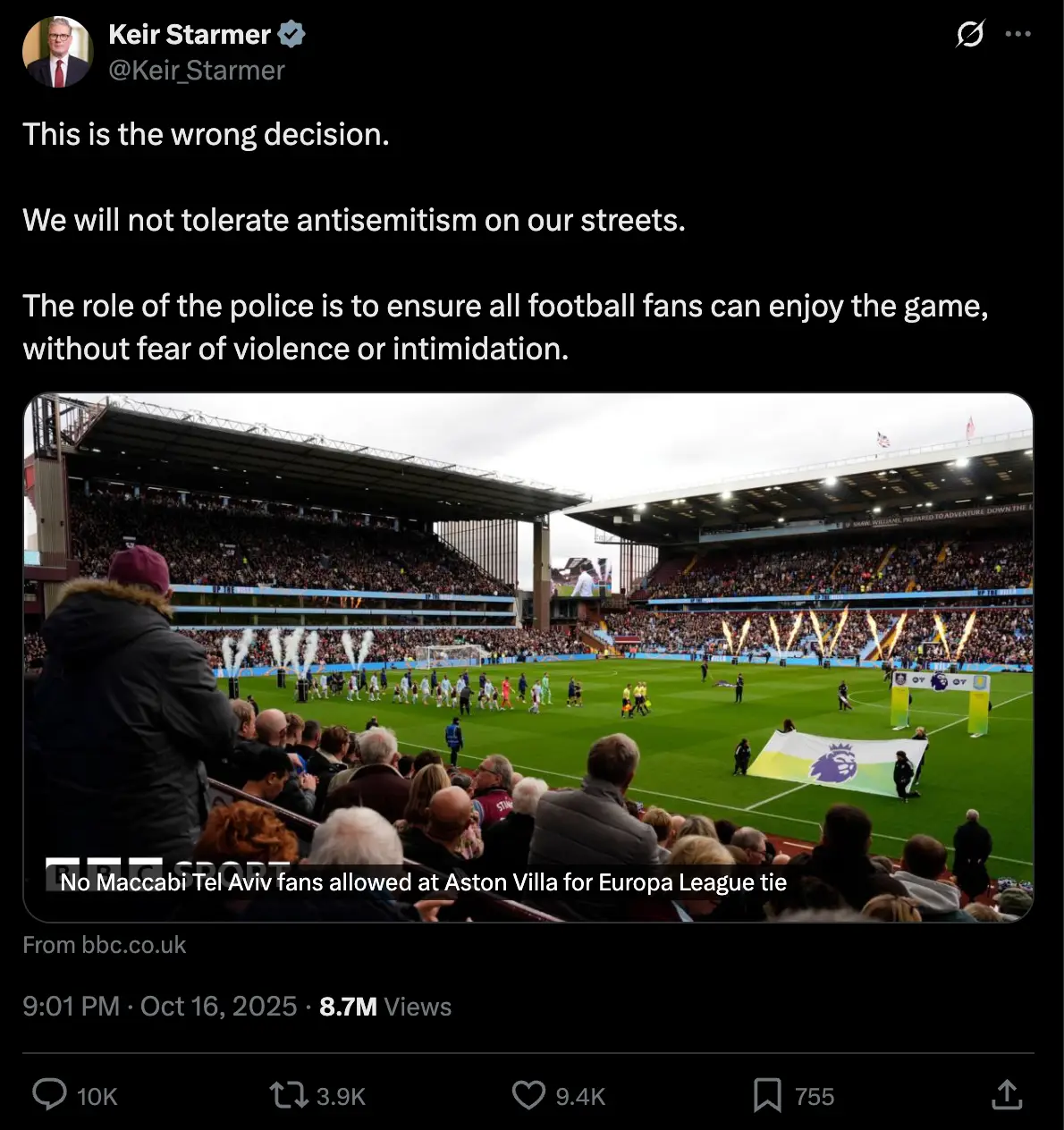 Sir Keir Starmer's statement (Image: Twitter/@Keir_Starmer)