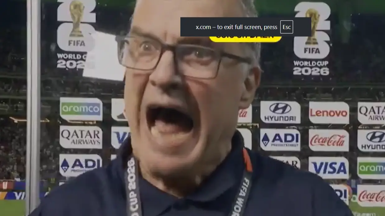 Screenshot from DAZN Espana of Marcelo Bielsa post-match interview