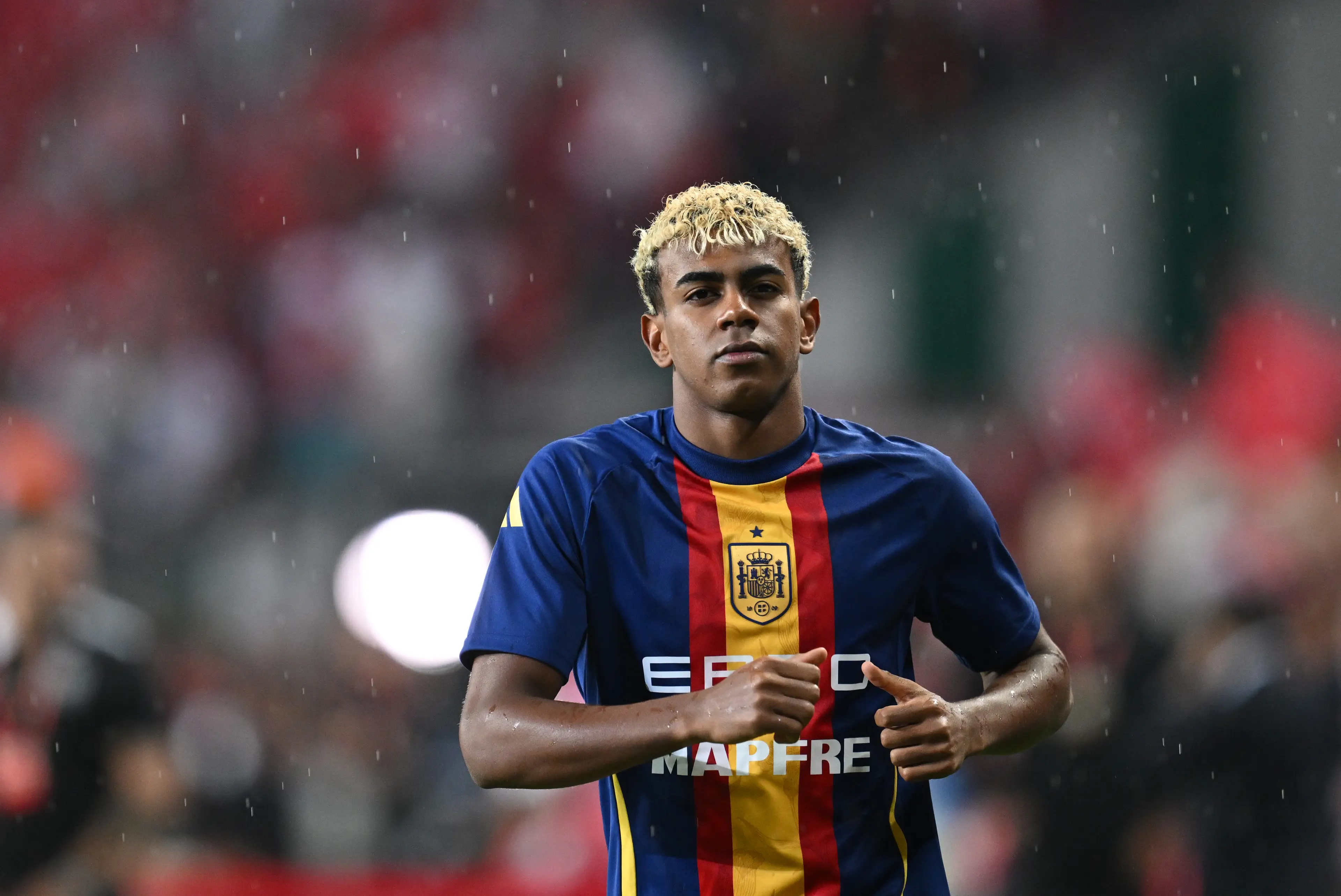 Lamine Yamal is set to miss Barcelona's clash against Newcastle United. Image: Getty