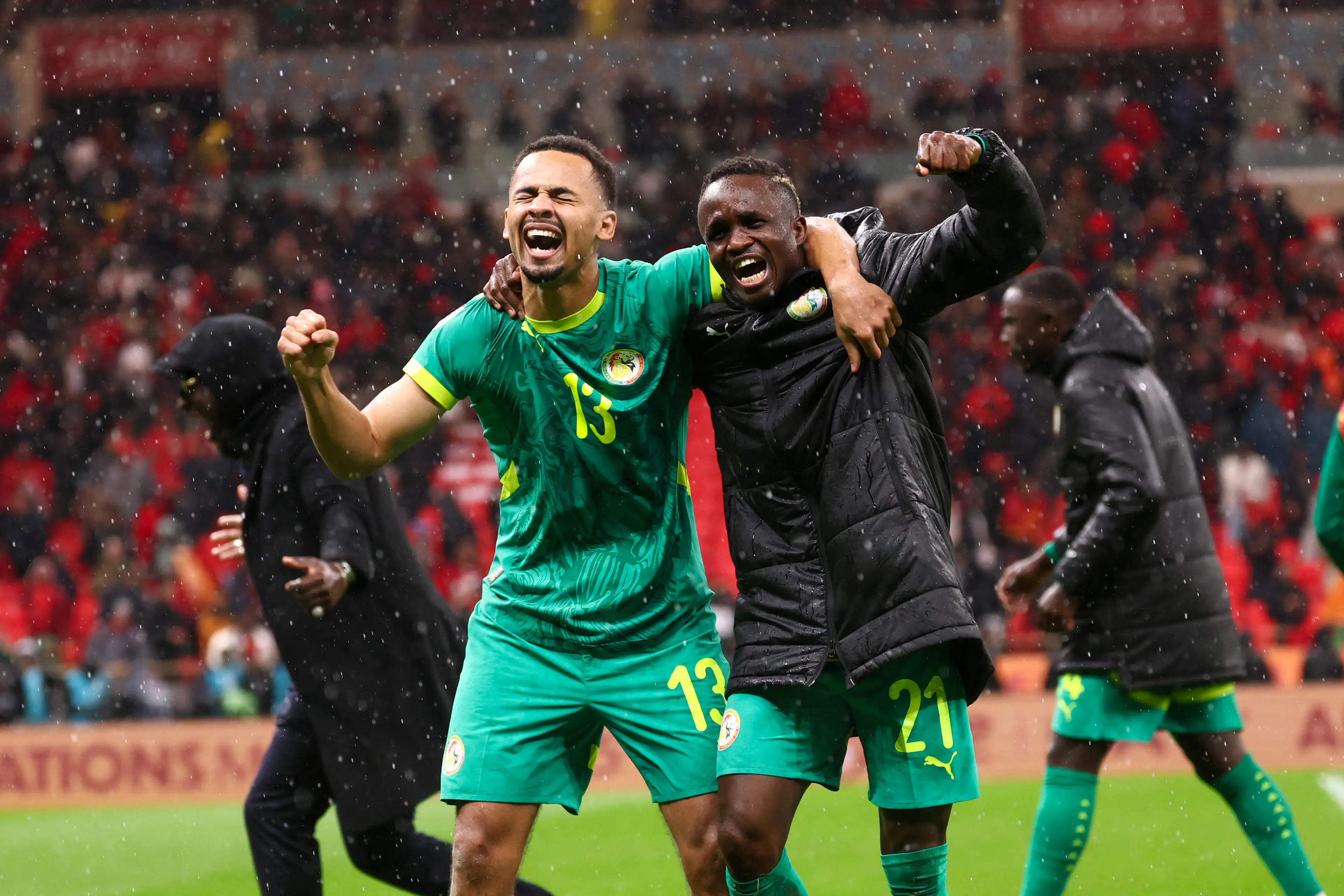 Iliman Ndiaye and Sadio Mane celebrating Senegal's victory (credit: getty)