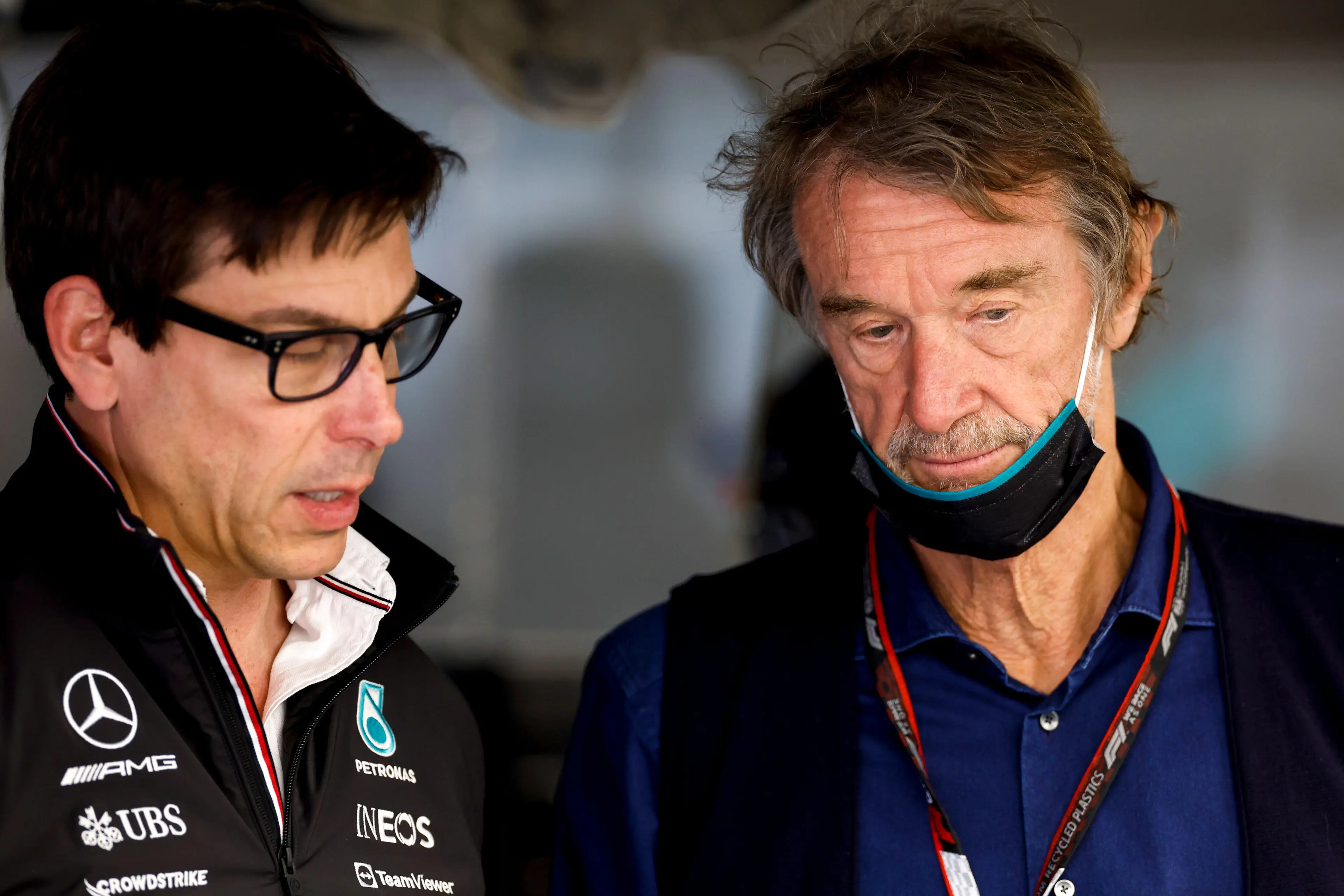 Ratcliffe, left, is involved with Mercedes as one of the F1 team's sponsors. Image: PA Images
