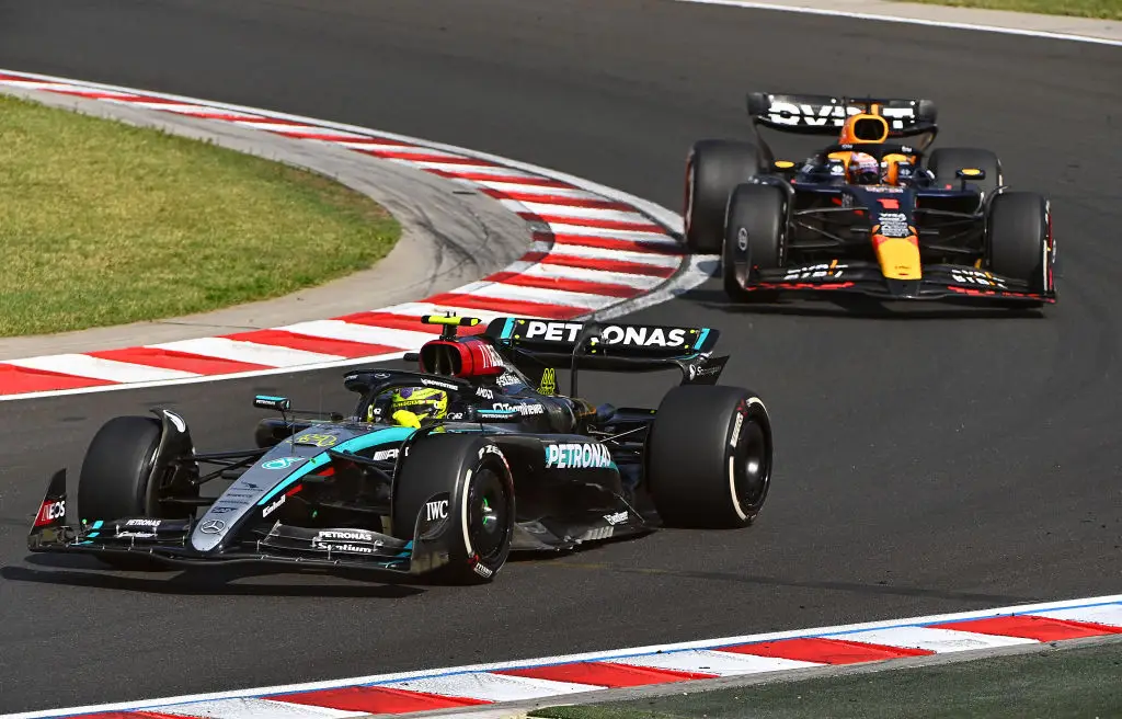 Lewis Hamilton and Max Verstappen pictured during the Hungarian GP -