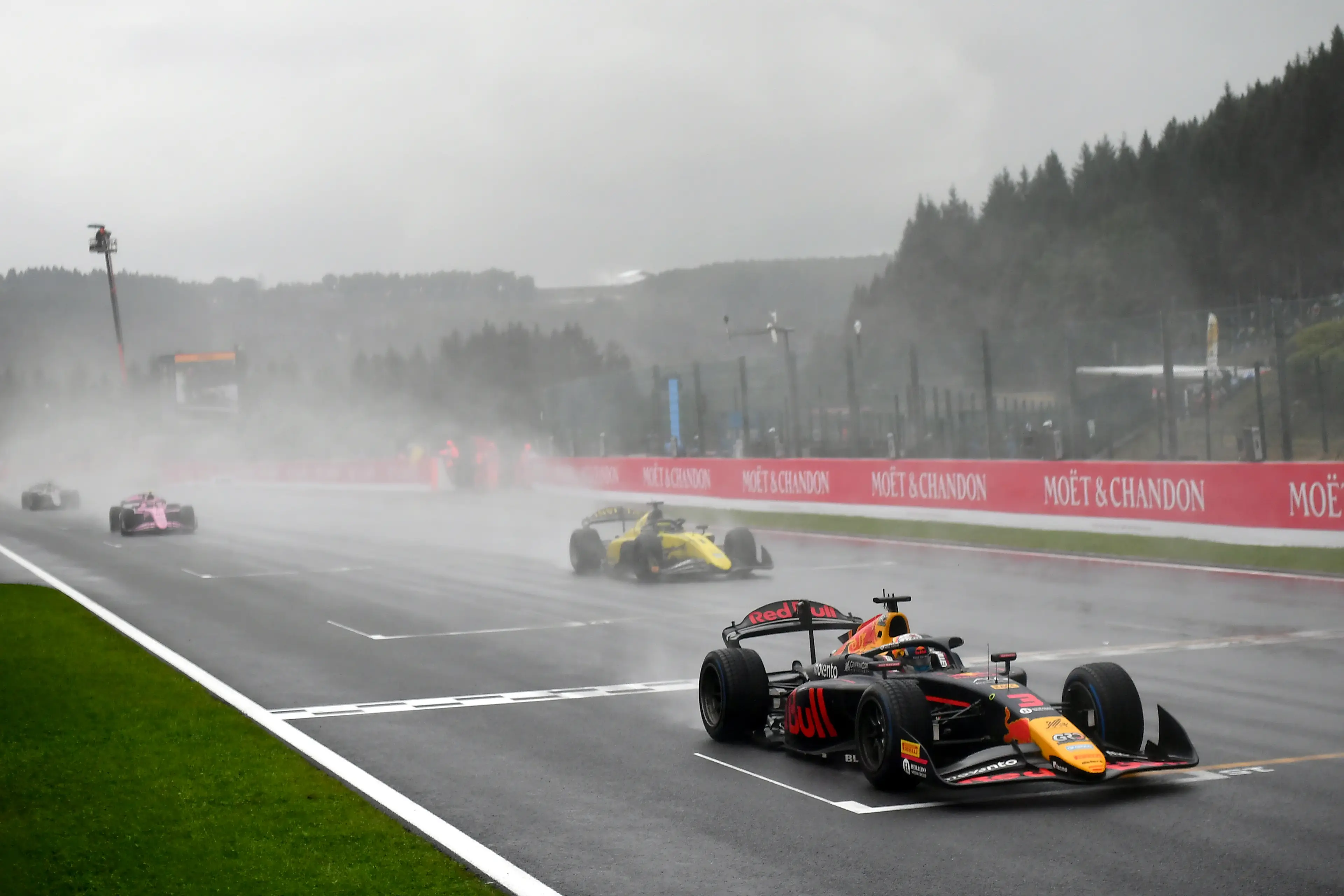 The F2 race went ahead despite the weather conditions. Image: Getty