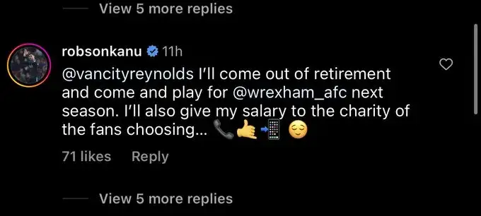 Robson-Kanu's offer. Image: Instagram