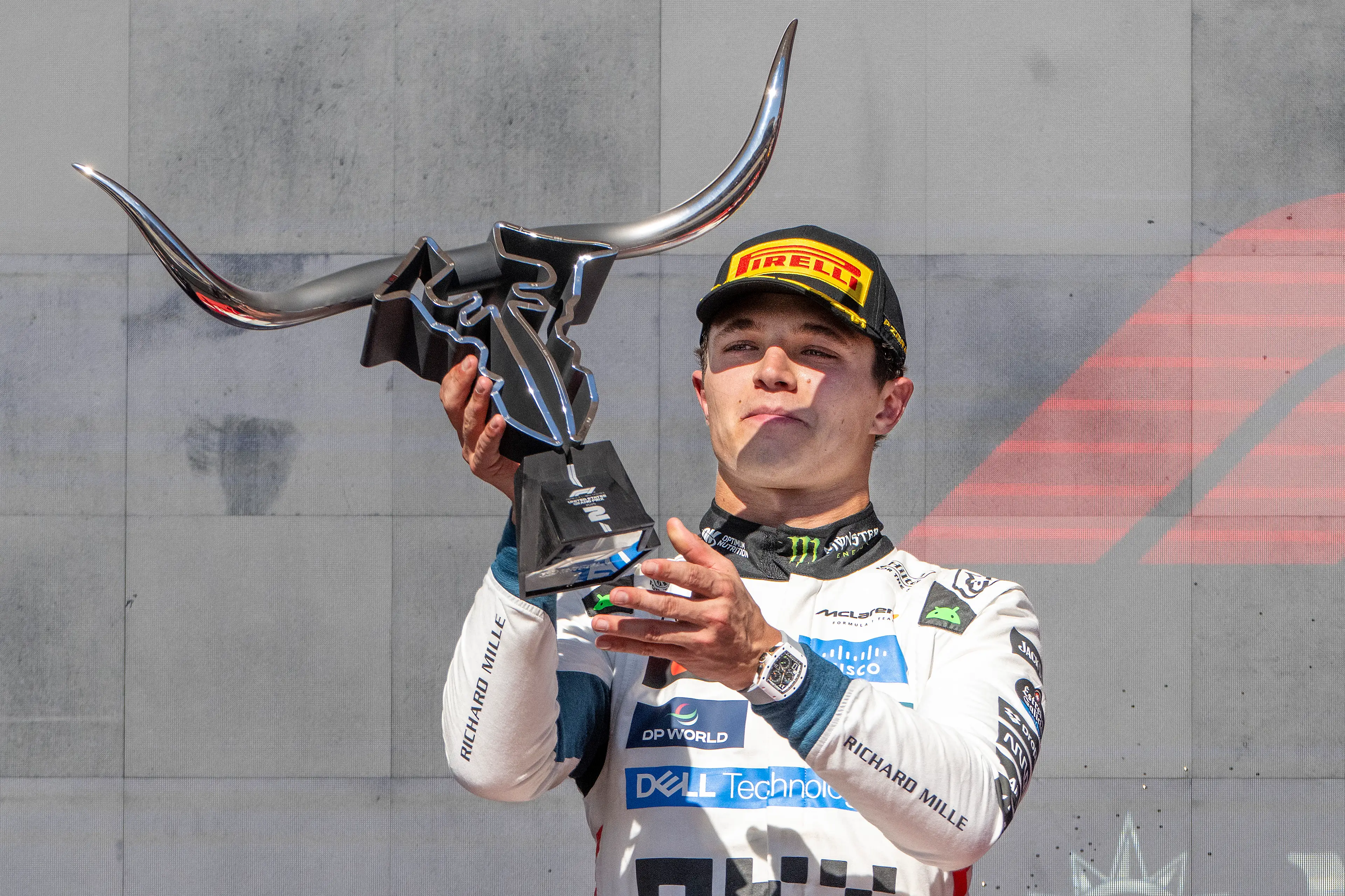 Lando Norris finished second at the US GP. (Image: Getty)