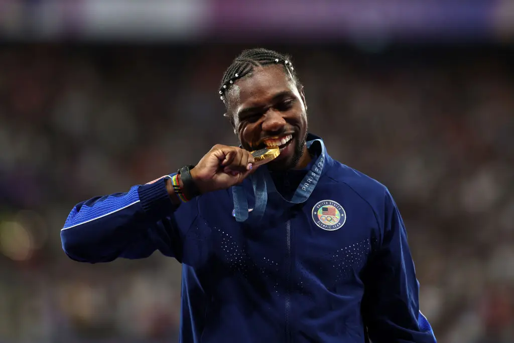 Noah Lyles won the gold medal at the men's 100m event in the Paris Olympic Games. (Image: Getty)