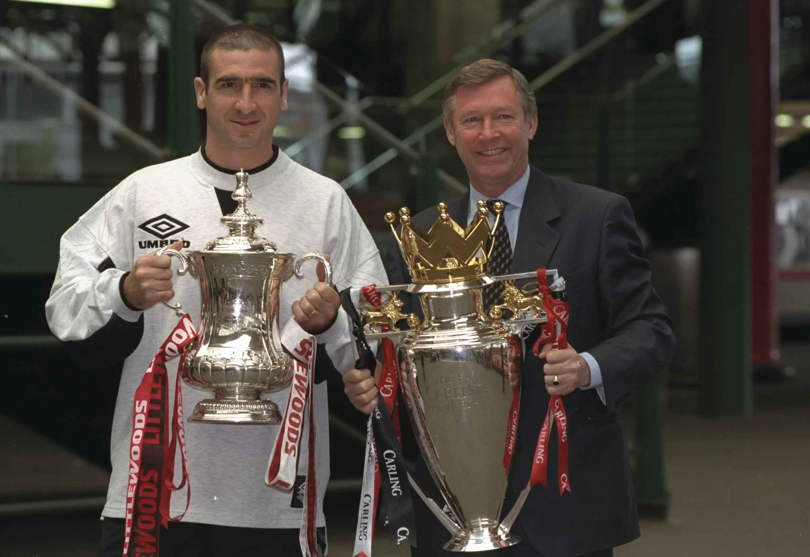 Sir Alex Ferguson and Eric Cantona enjoyed a father and son-like relationship. Image: Getty 