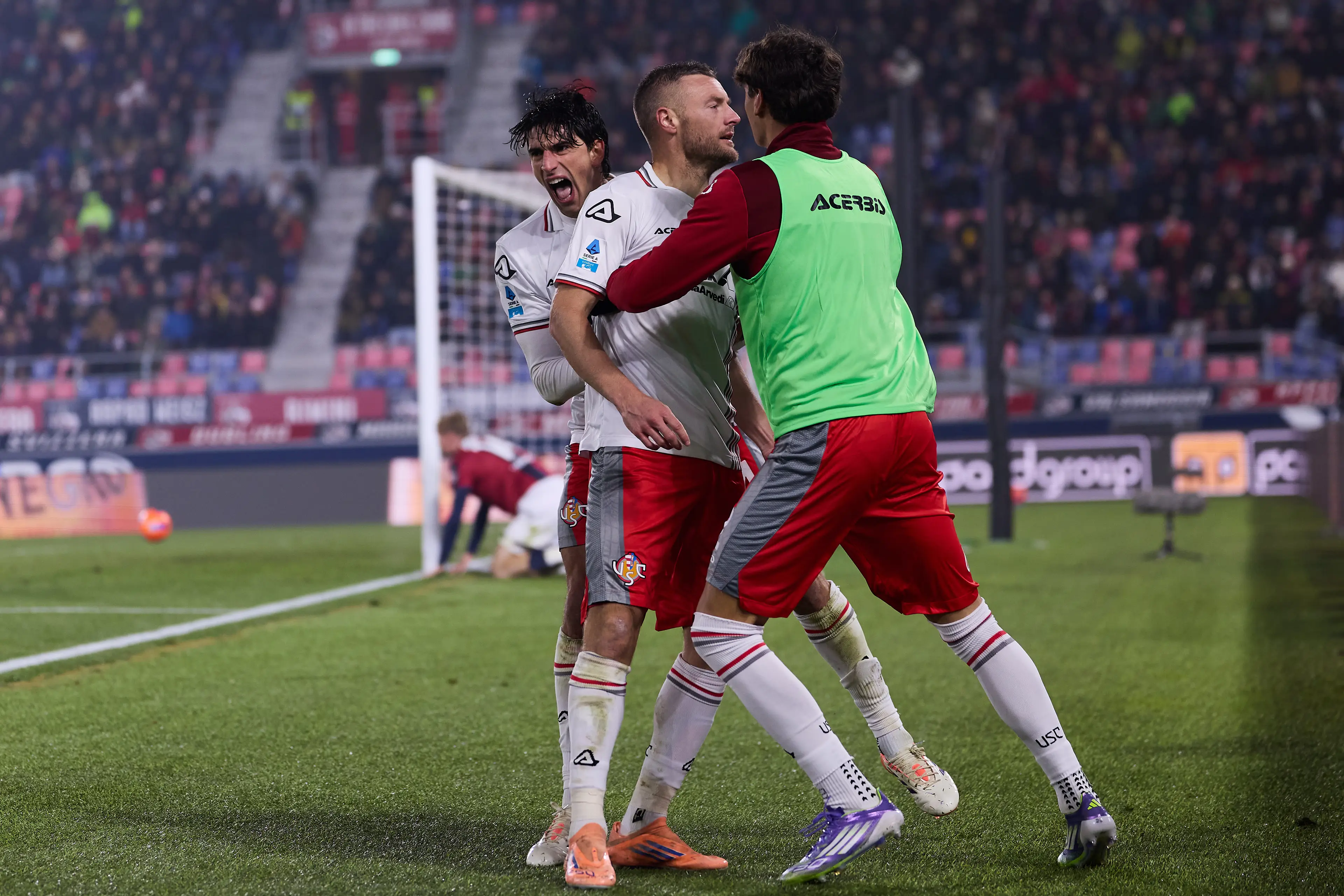 Vardy celebrates after scoring against Bologna. Image credit: Getty
