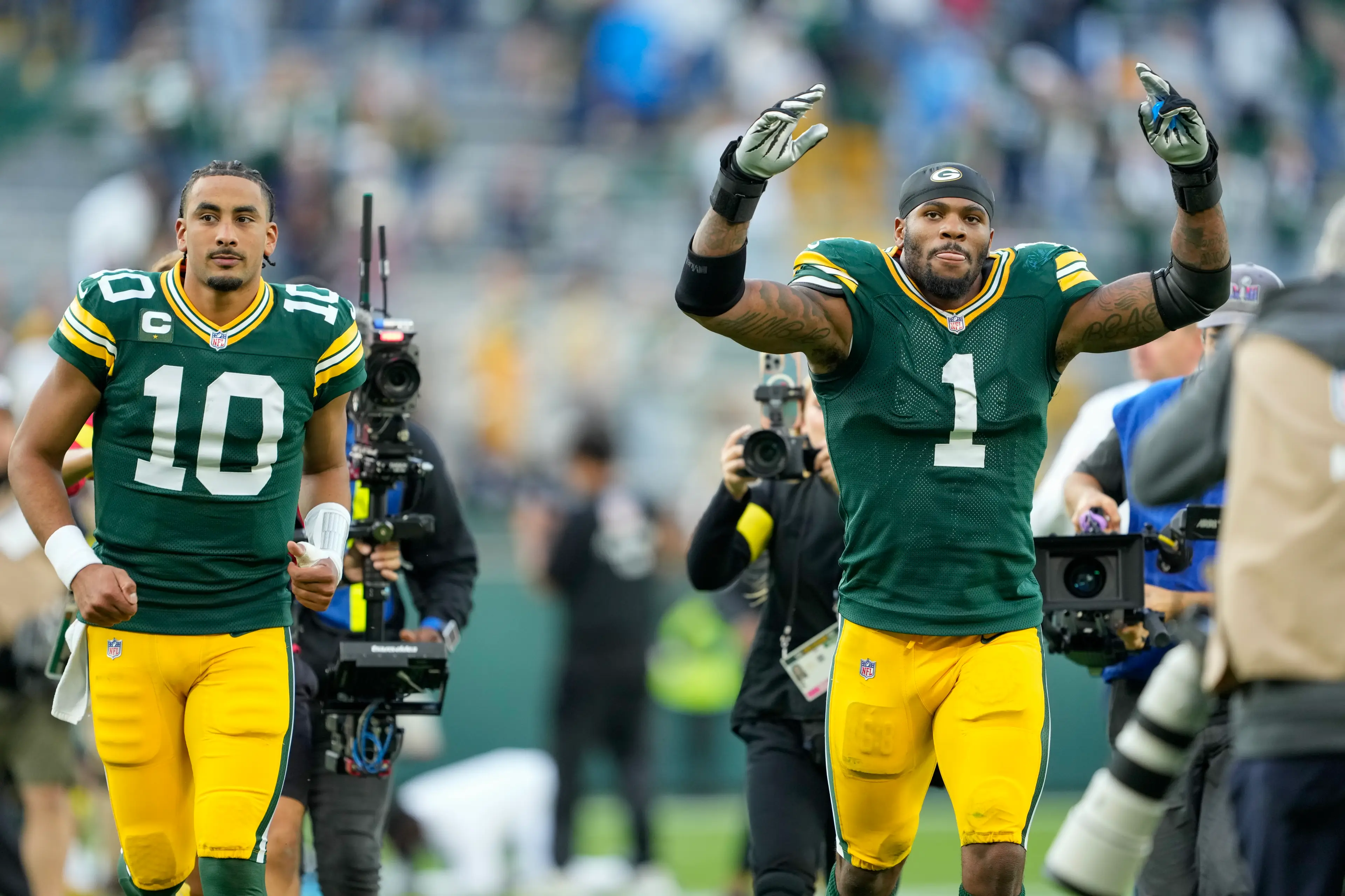 Micah Parsons celebrates. Image: Patrick McDermott / Stringer via Getty