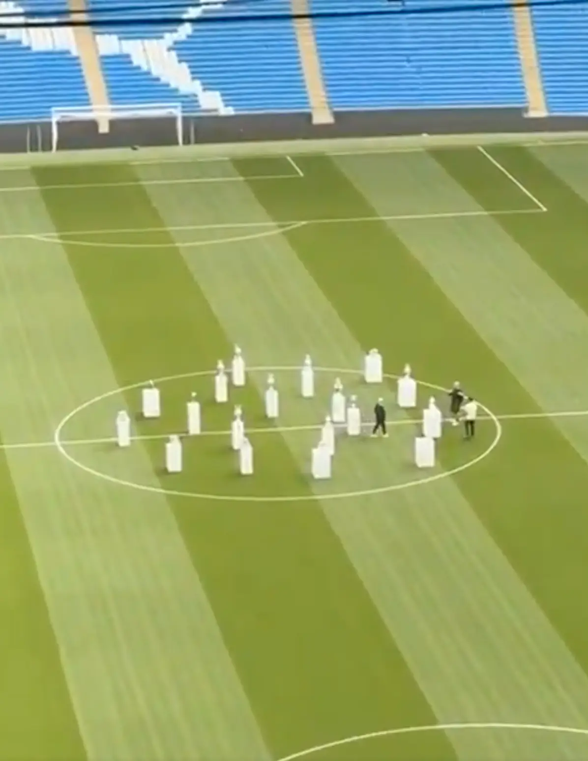 Guardiola was filmed on the Etihad pitch. Image credit: X/@StretfordPaddck