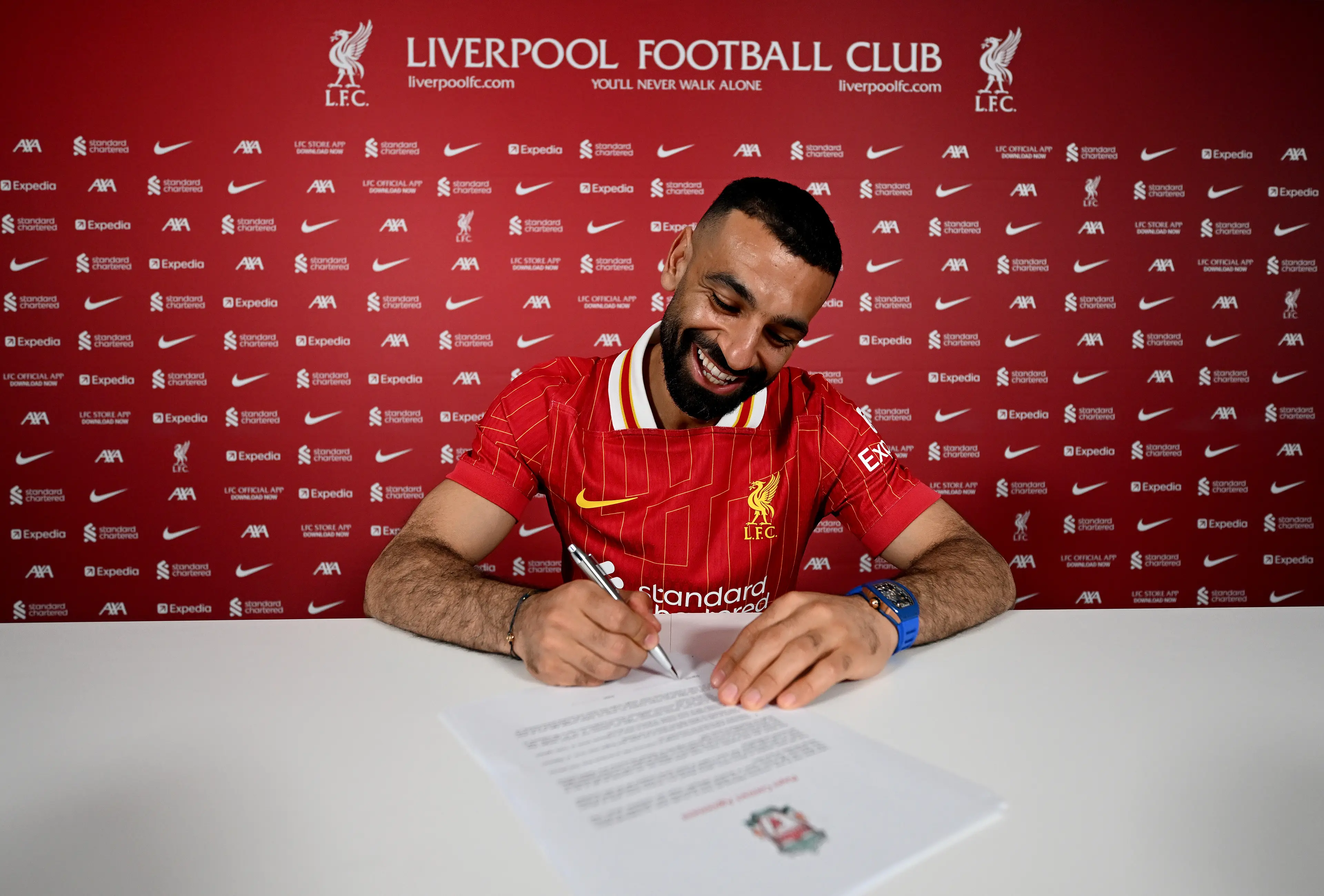 Mohamed Salah has penned a new Liverpool deal. Image: Getty 