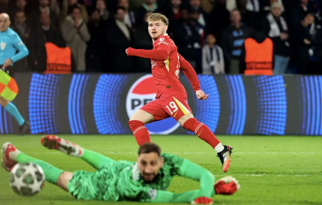 Paris Saint-Germain goalkeeper Gianluigi Donnarumma failed to deny Liverpool's Harvey Elliott. (Image: Getty)