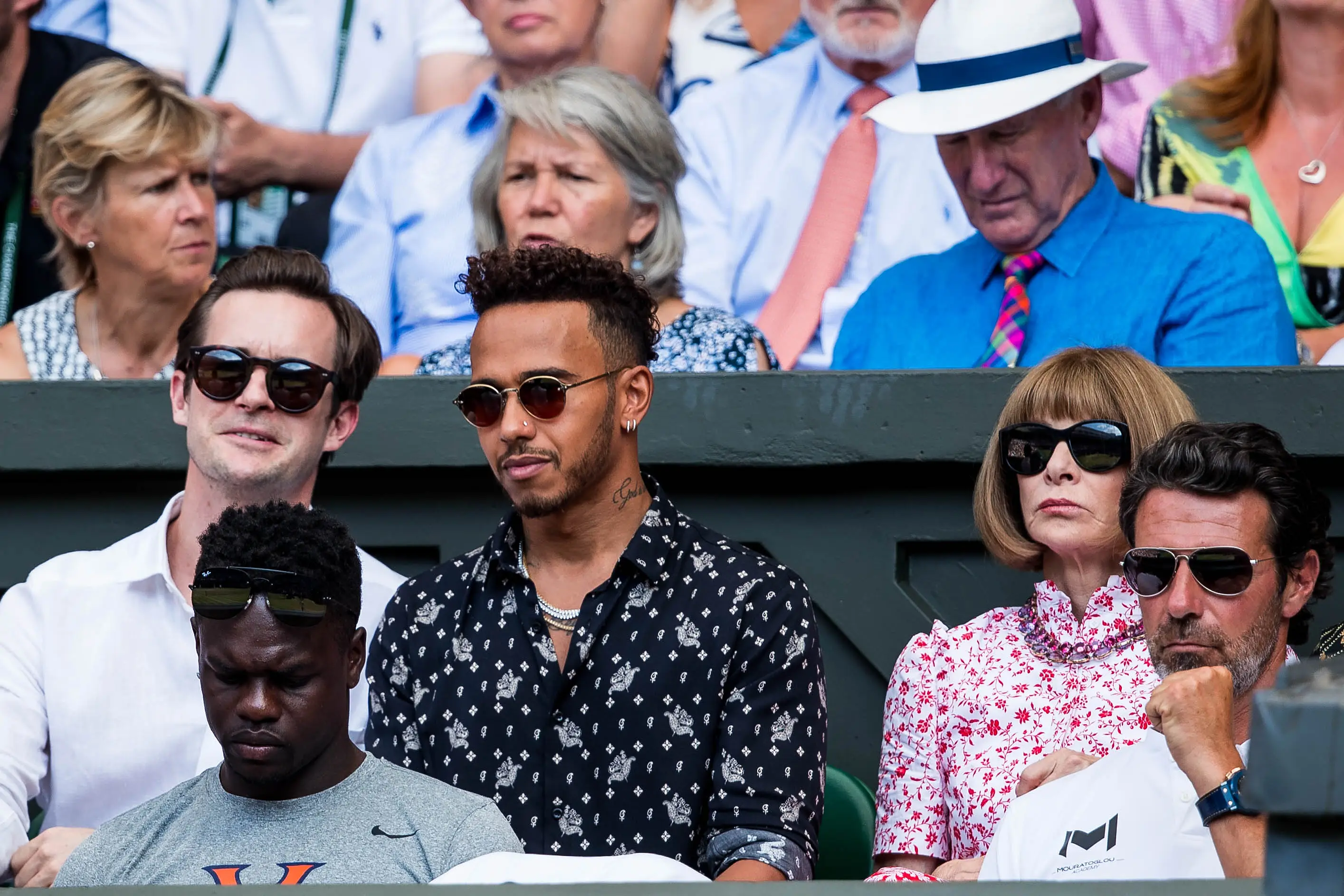 Lewis Hamilton was spotted at Wimbledon in 2018. Image: Getty