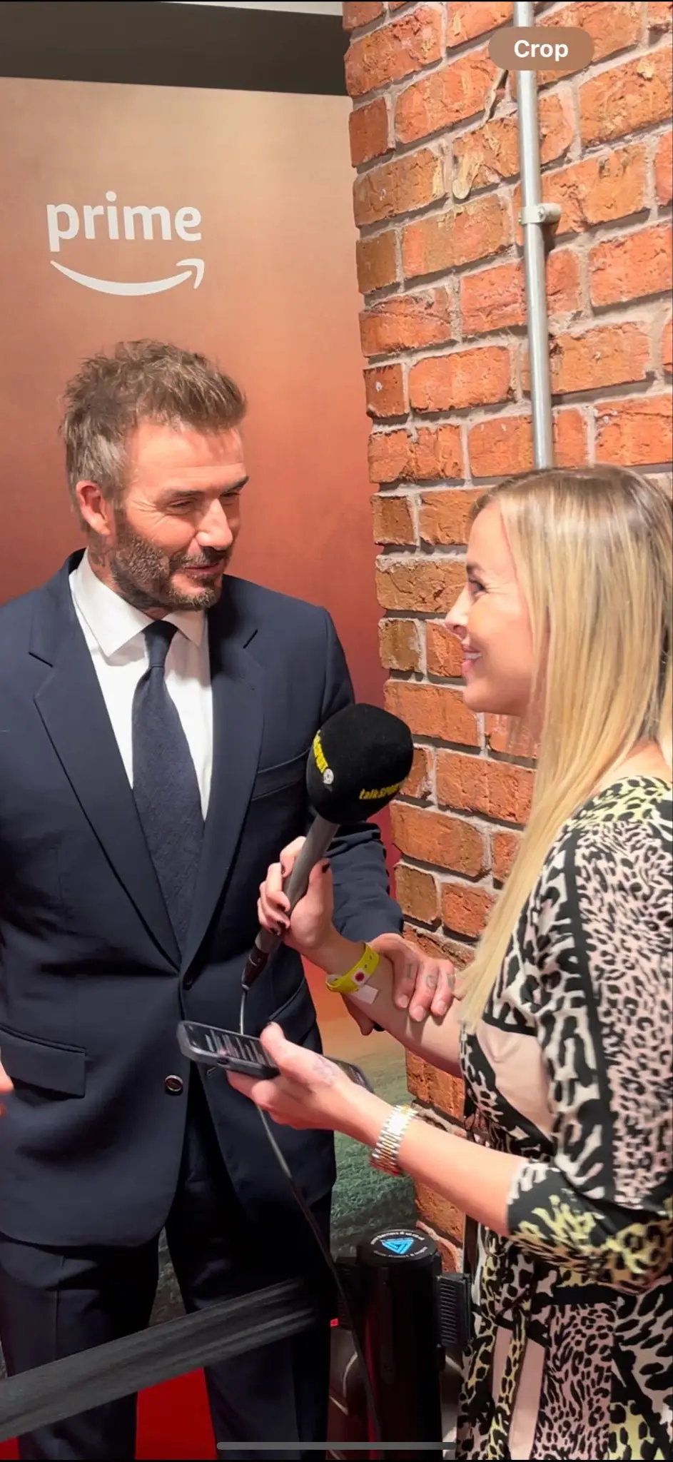 Shebahn Aherne during her interview with David Beckham for talkSPORT. Image: X/Shebahn Aherne