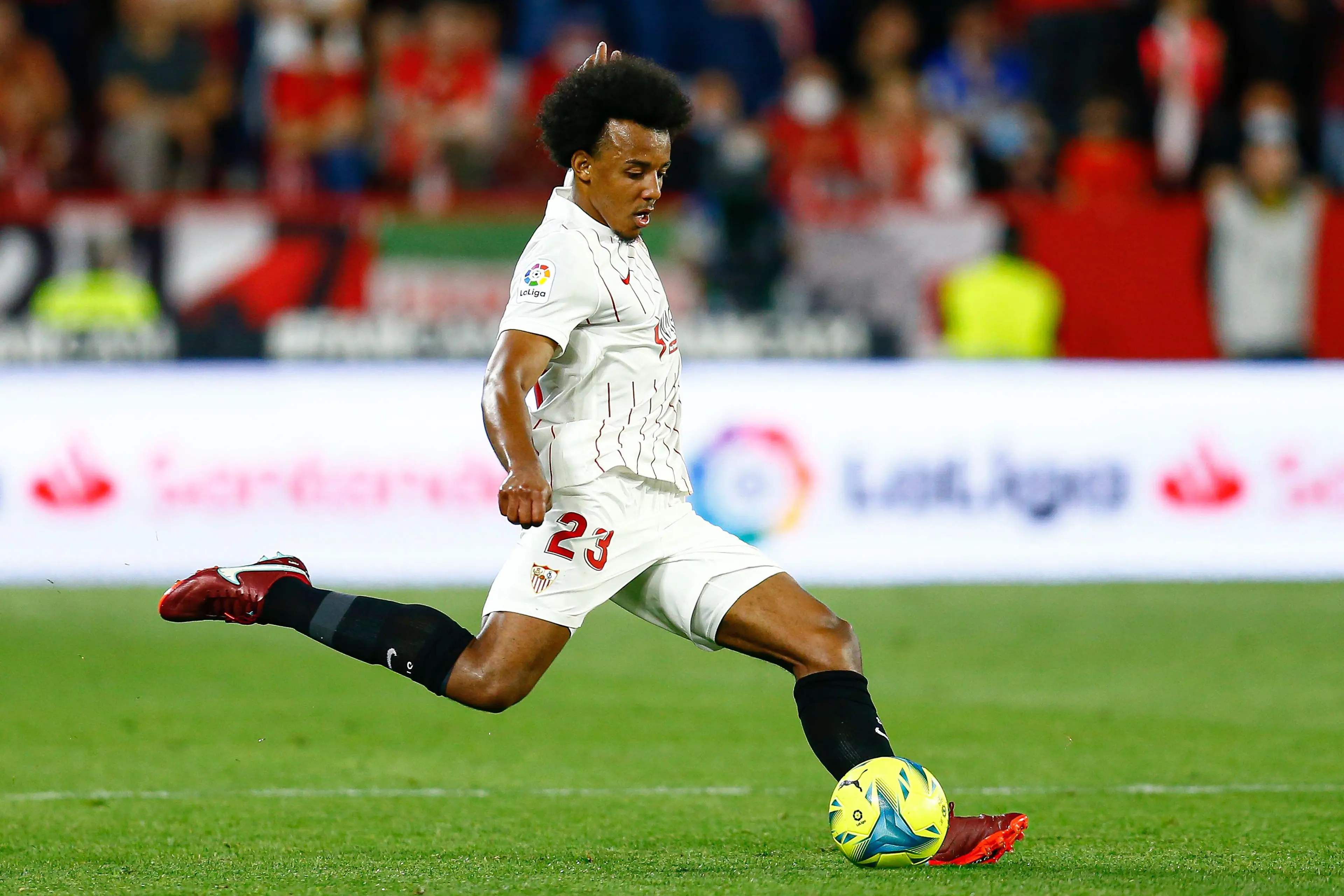 Jules Kounde of Sevilla FC during the La Liga match between Sevilla FC and Cadiz CF. (Alamy)