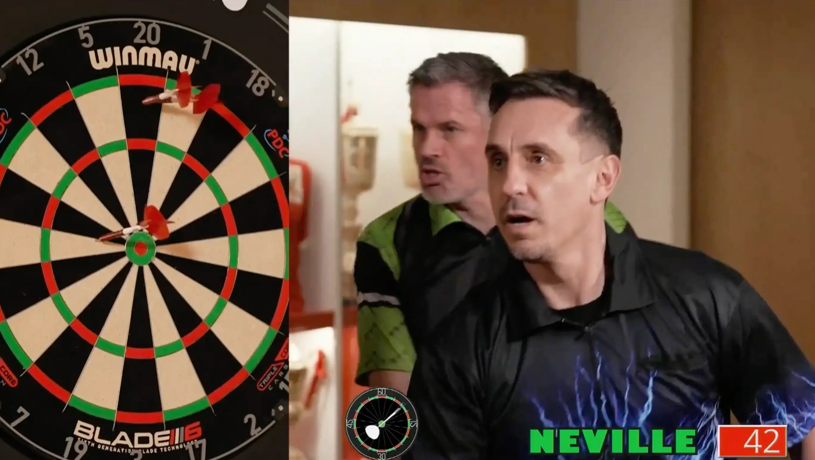 Neville hit the single 20 twice on one throw (