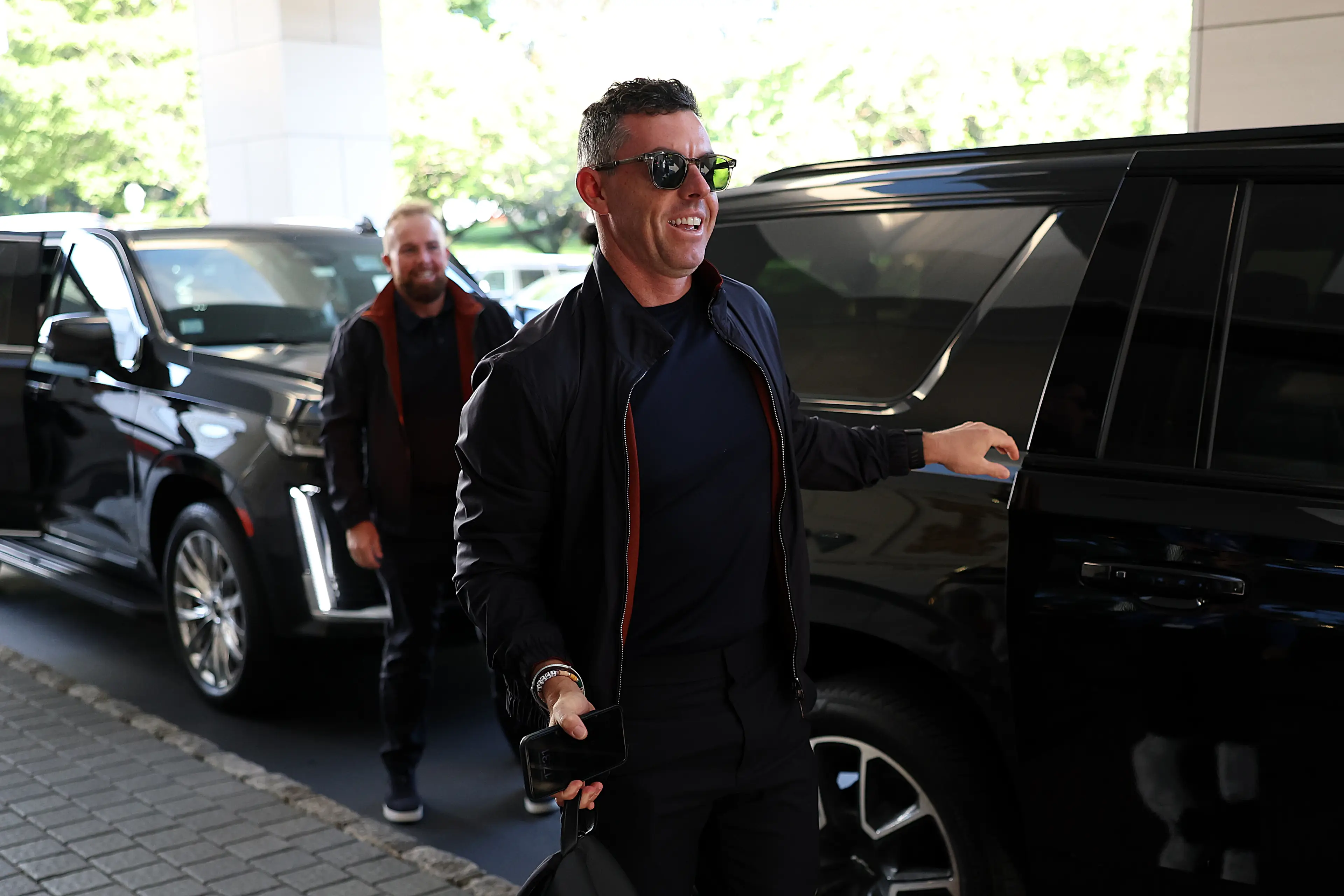 Rory McIlroy arriving for the Ryder Cup. Image: Richard Heathcote / Staff via Getty