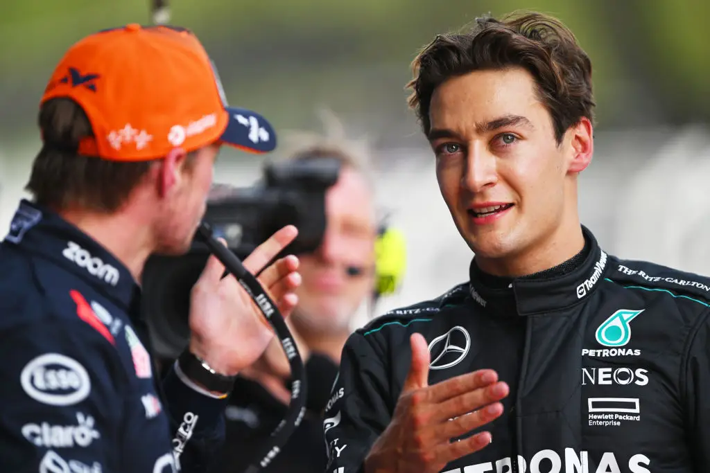 George Russell and Max Verstappen have clashed both on and off the track on several occasions since the British driver joined Mercedes in 2022. (Image: Getty)