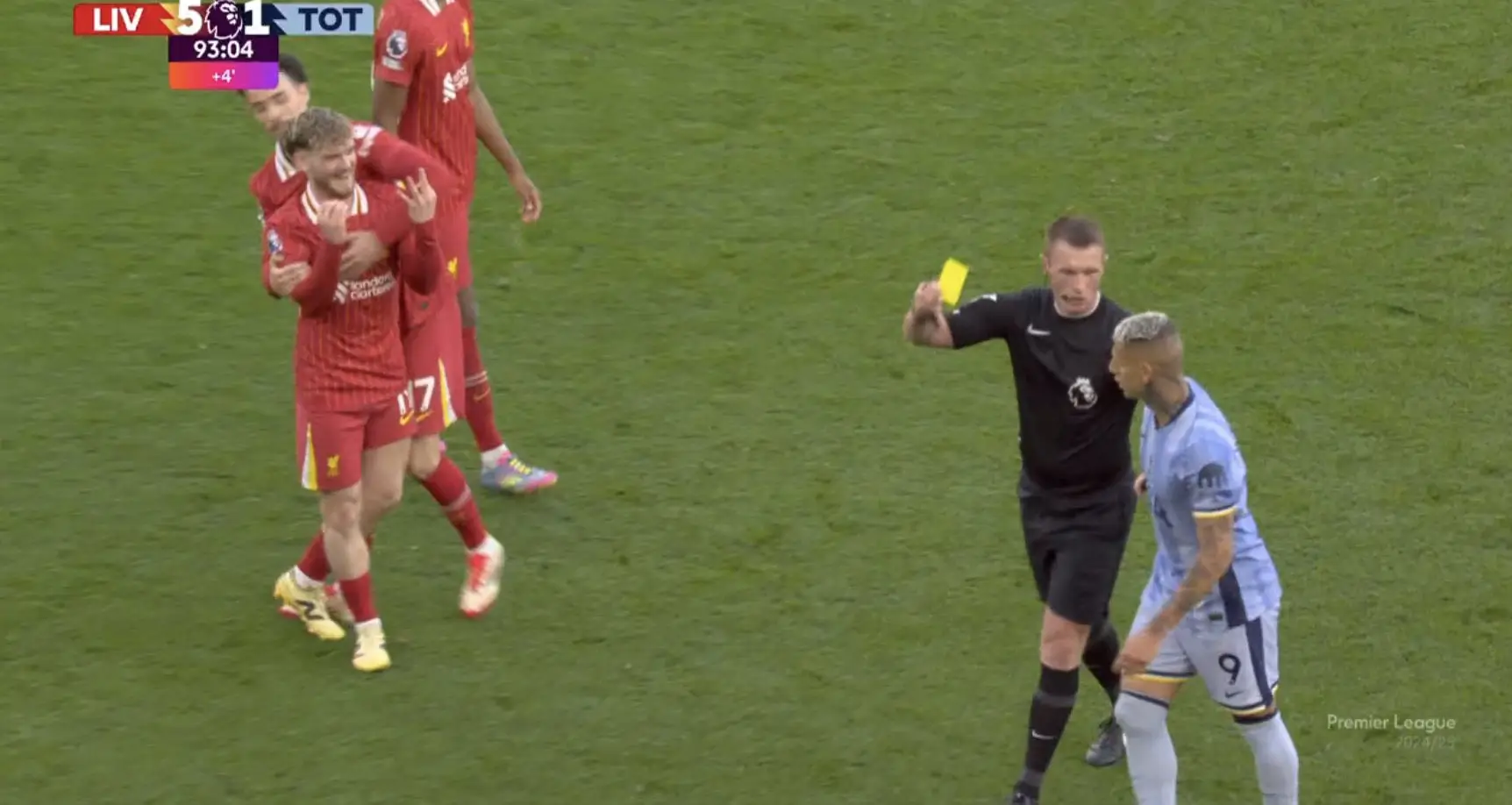 Harvey Elliott aimed an Everton taunt at Richarlison. Image: Premier League