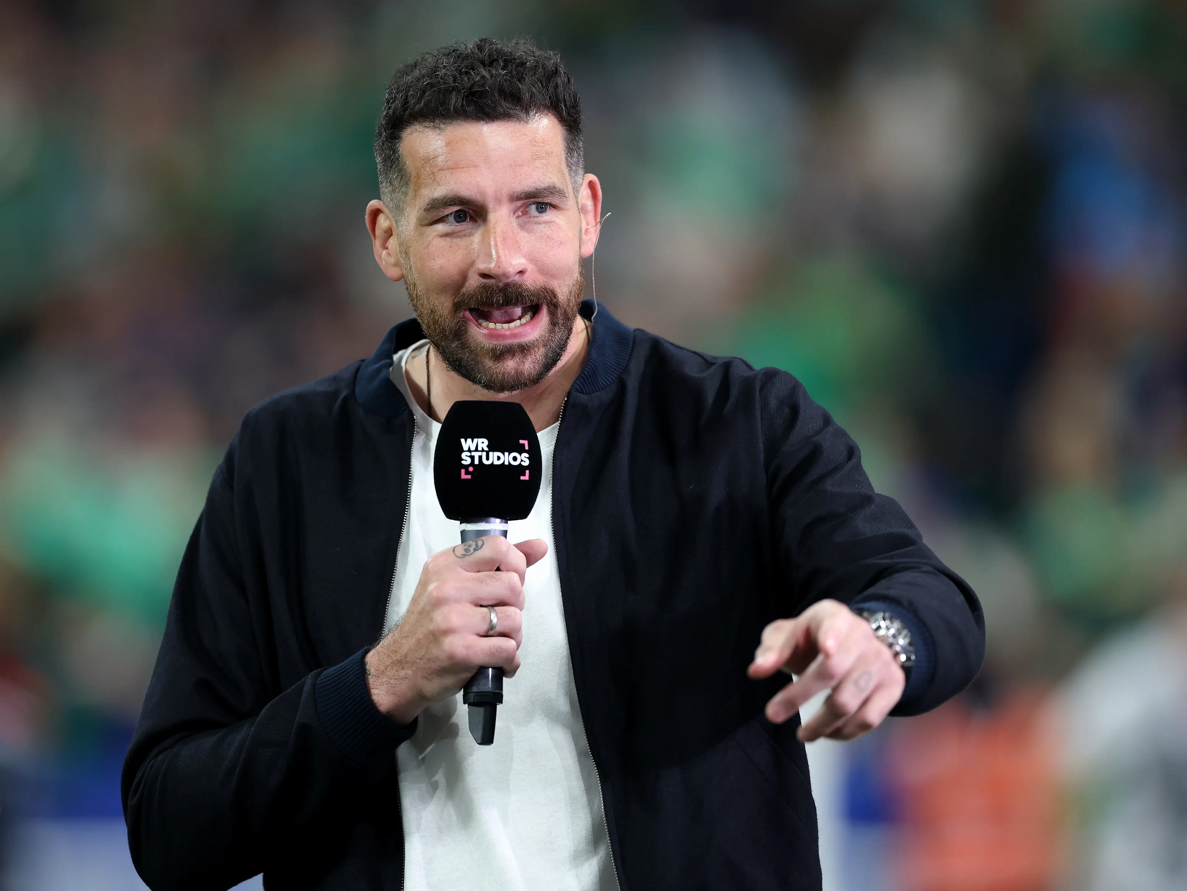 Former Rugby Player Jim Hamilton presents on WR Studios prior to the Rugby World Cup France 2023 match between South Africa and Ireland (Getty Images)