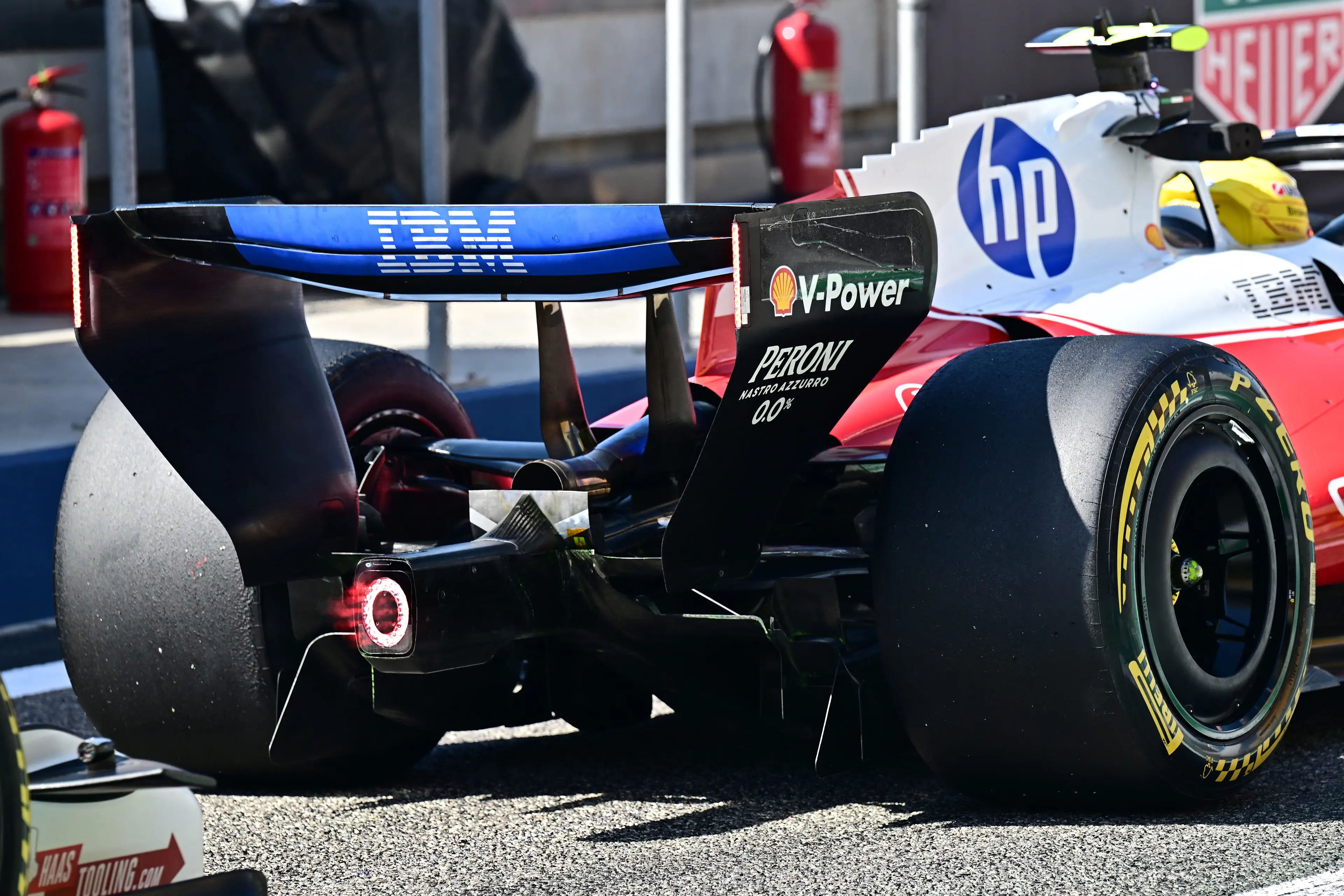 Ferrari debuted briefly a new rear wing on day two in Bahrain (Image: Getty)