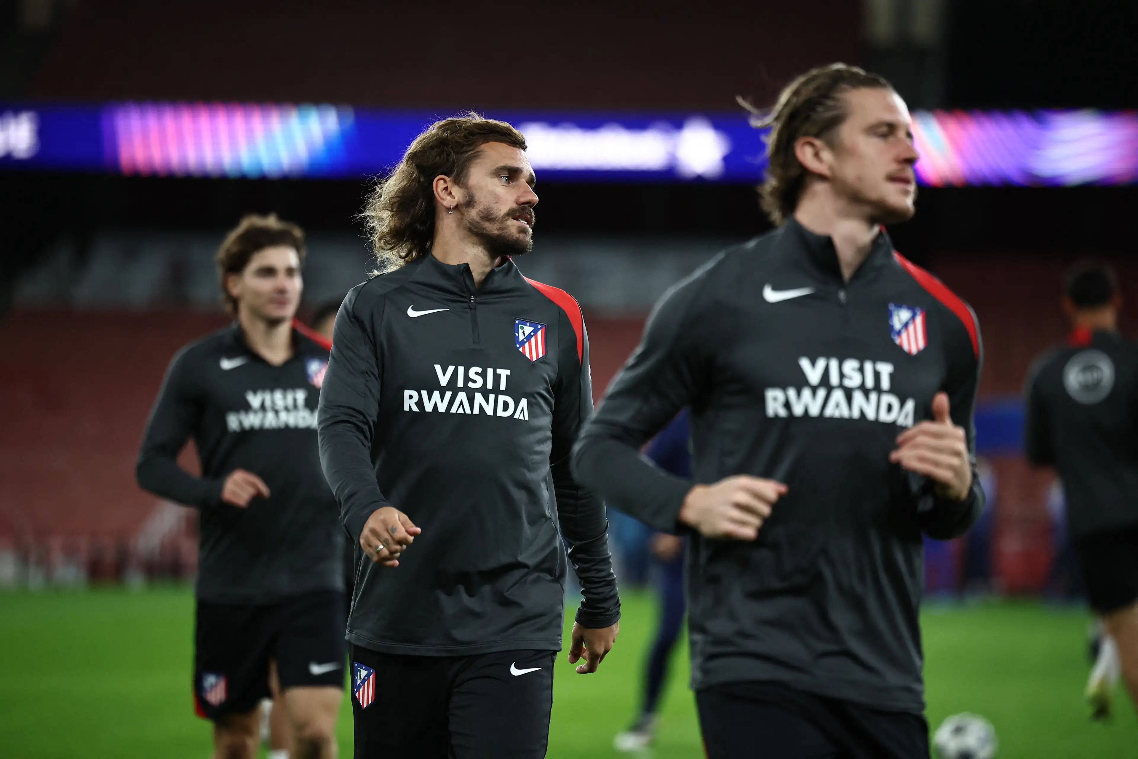 Atletico Madrid training at the Emirates Stadium ahead of their Champions League clash against Arsenal. Image: Getty