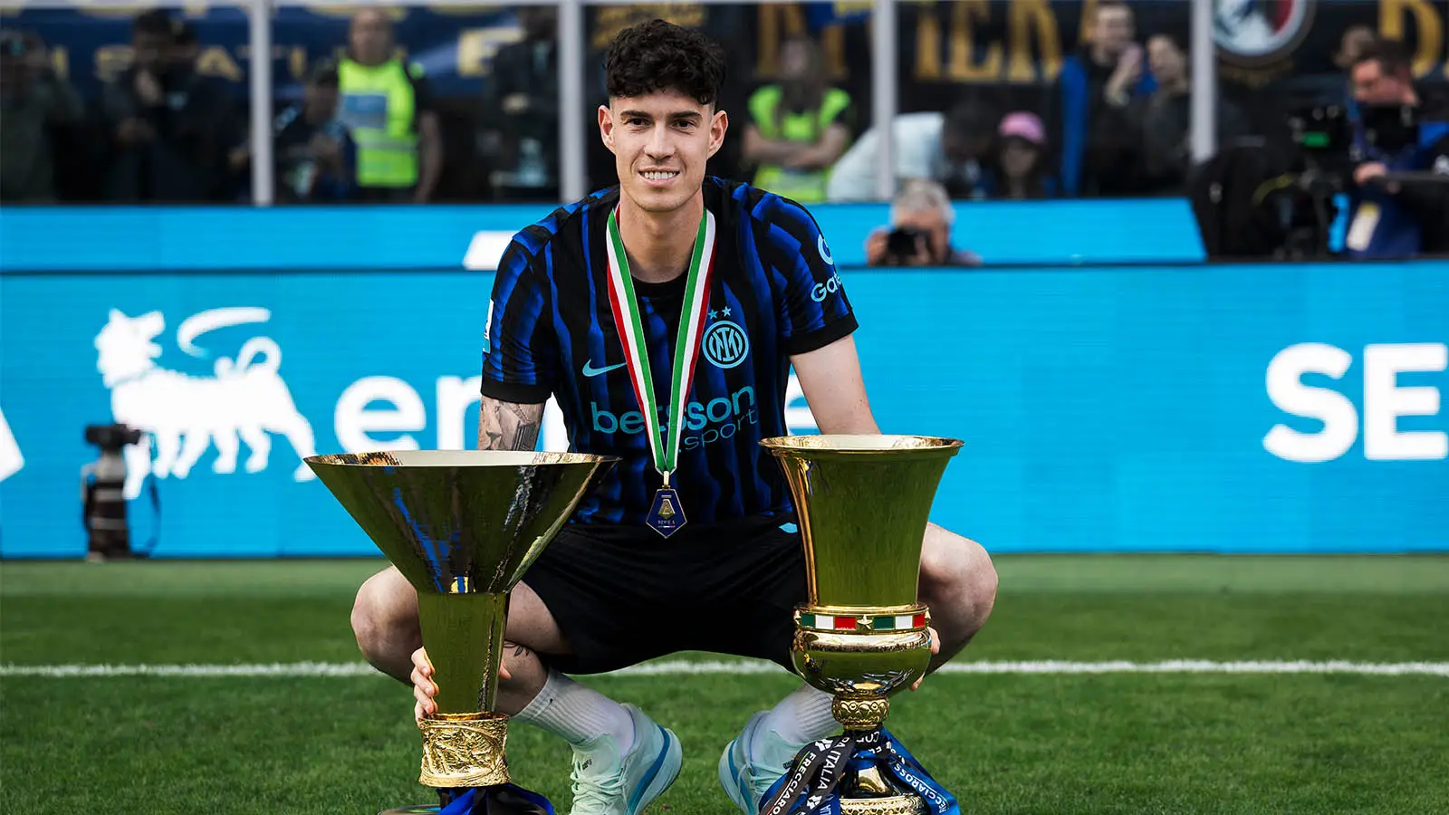 Alessandro Bastoni won Serie A and the Coppa Italia with Inter Milan this season (Image: Getty)