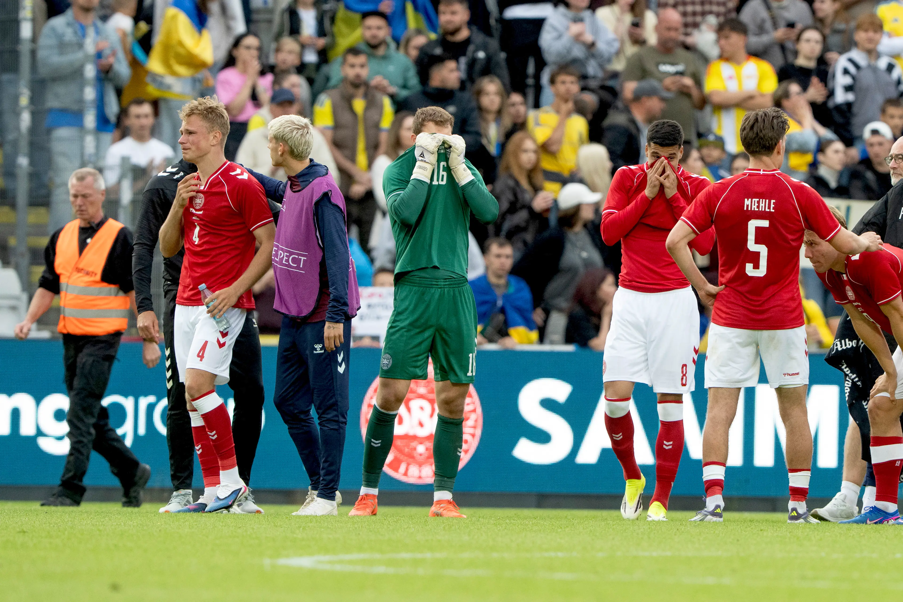 Denmark players were impacted by Eriksen's collapse. Image: Getty