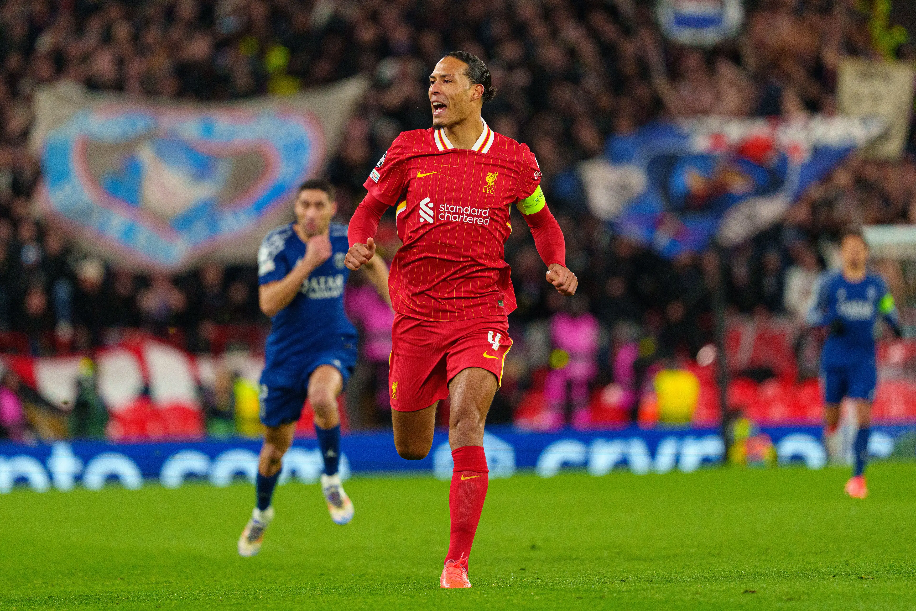 Virgil van Dijk was left disappointed as Liverpool's Champions League dream ended against PSG. Image: Getty