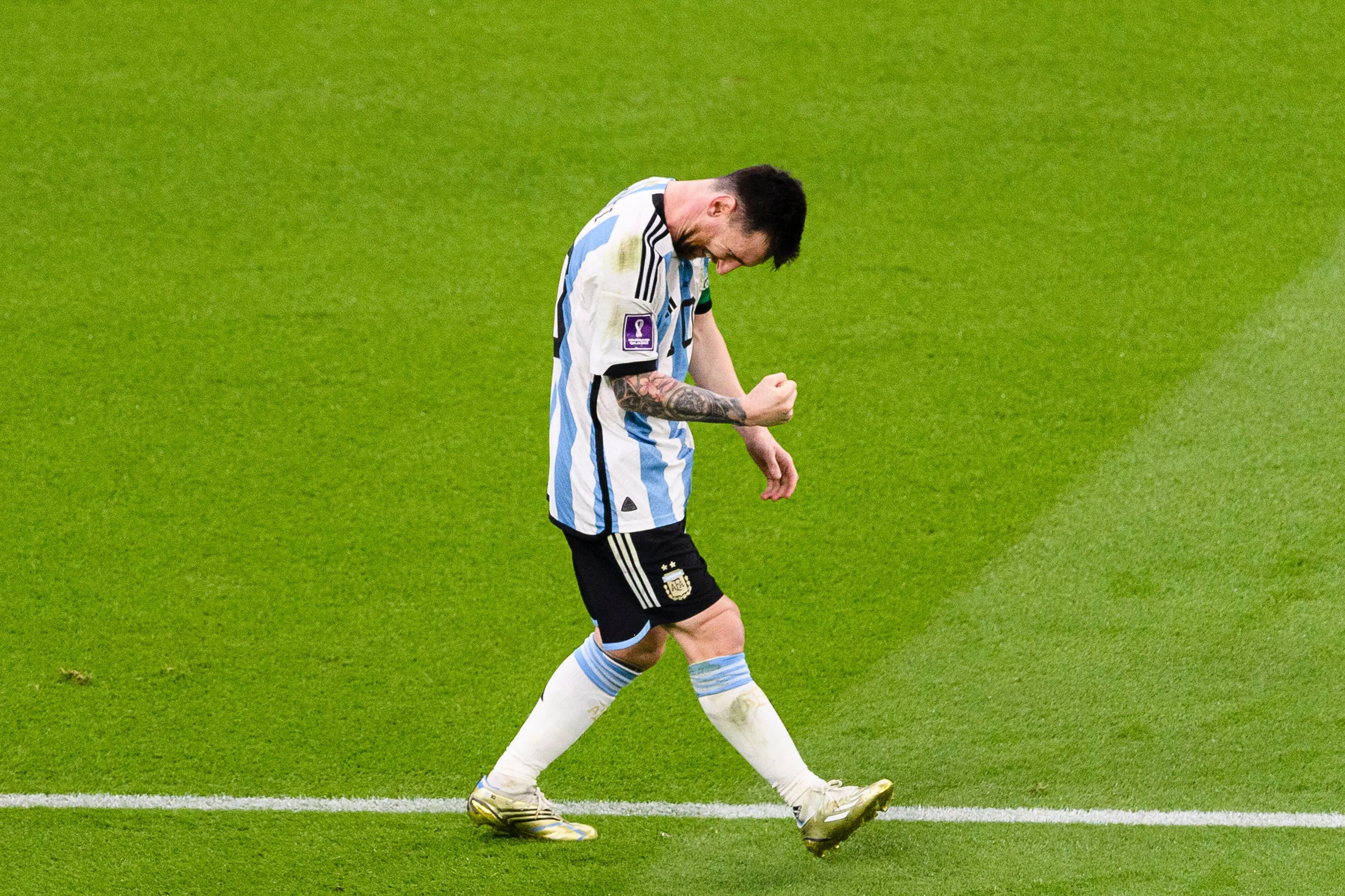 Lionel Messi celebrates after scoring for Argentina against Mexico. Image: Alamy