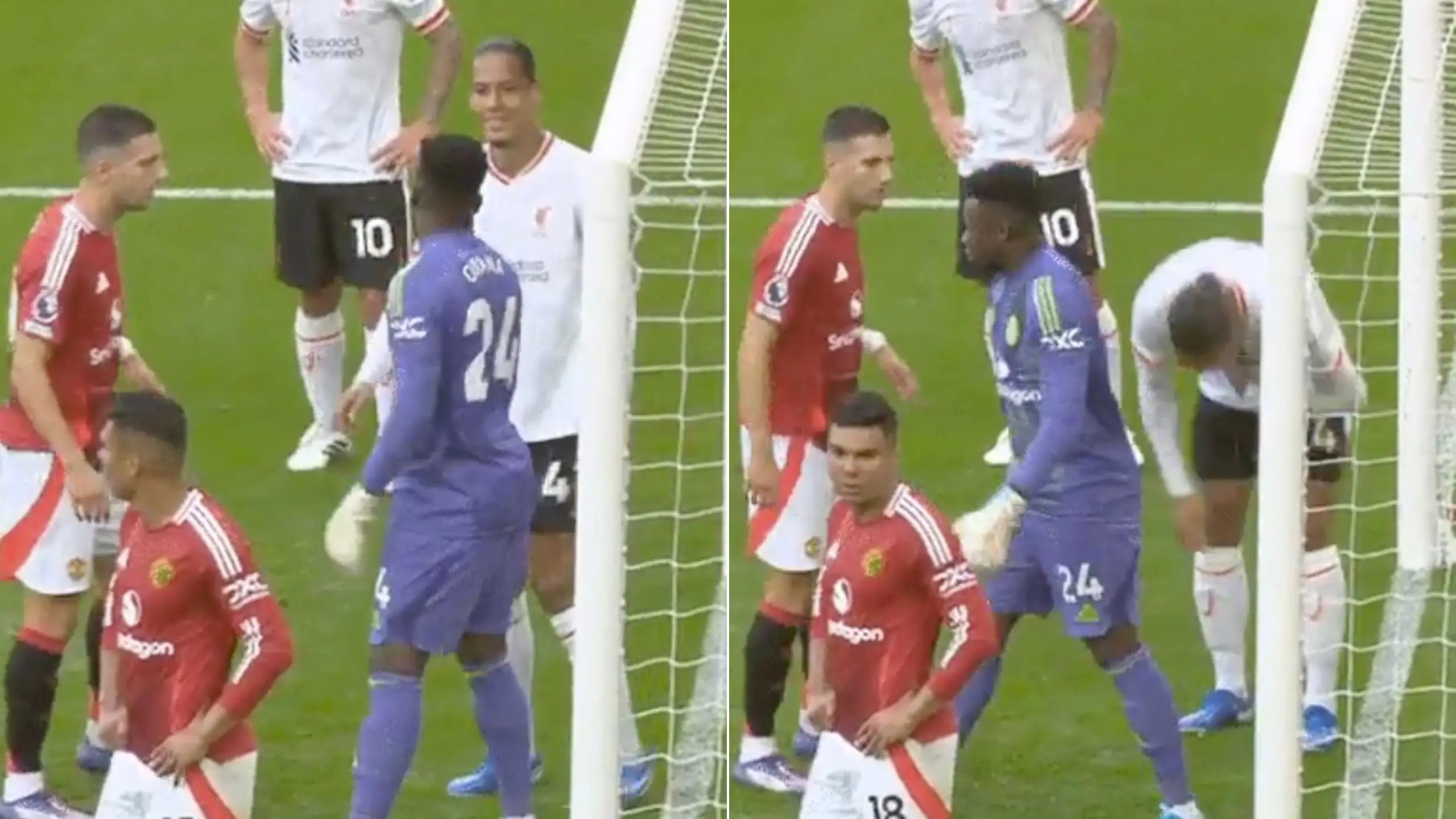 Fans spot incident between Virgil van Dijk and Andre Onana in Liverpool's win over Man United