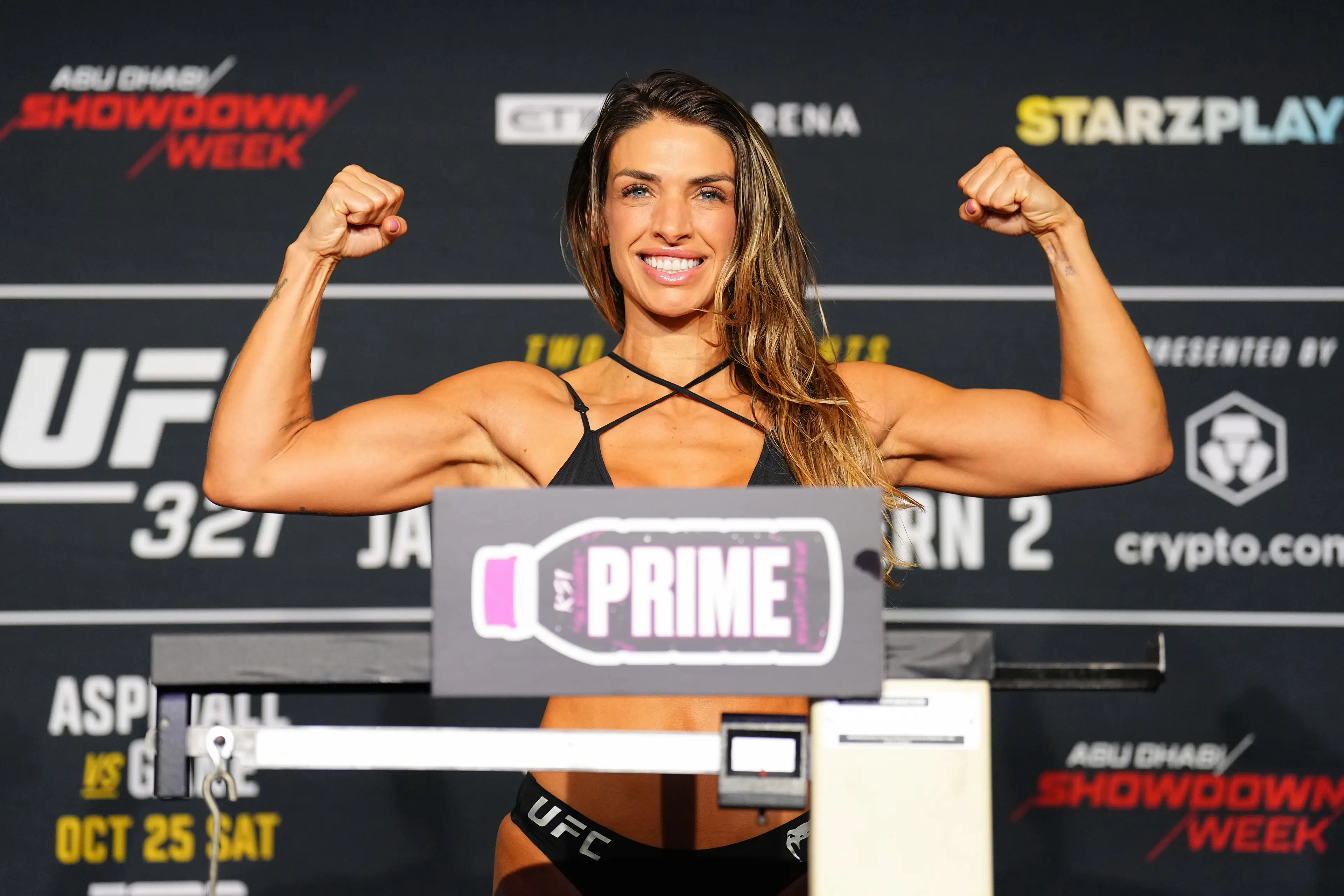 Mackenzie Dern made weight ahead of her championship bout at UFC 321. Image: Getty 