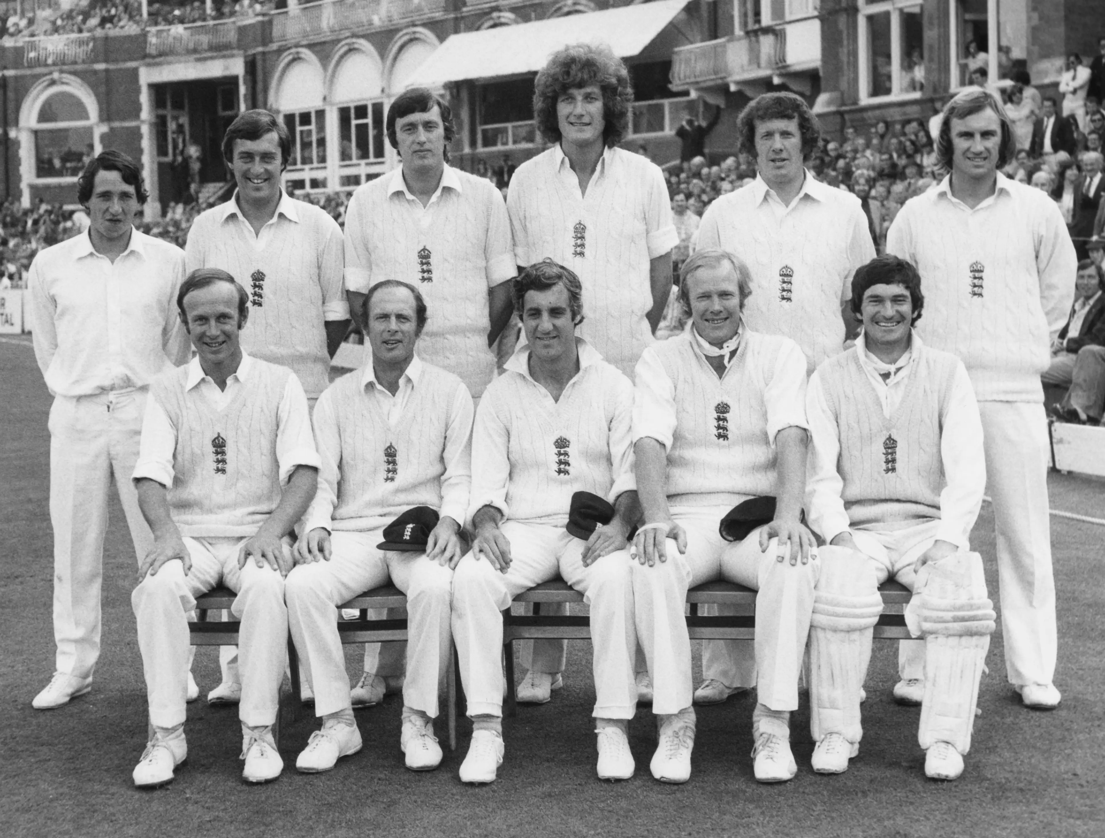 England's squad from the 1977 Test match against Australia. Image: Getty  