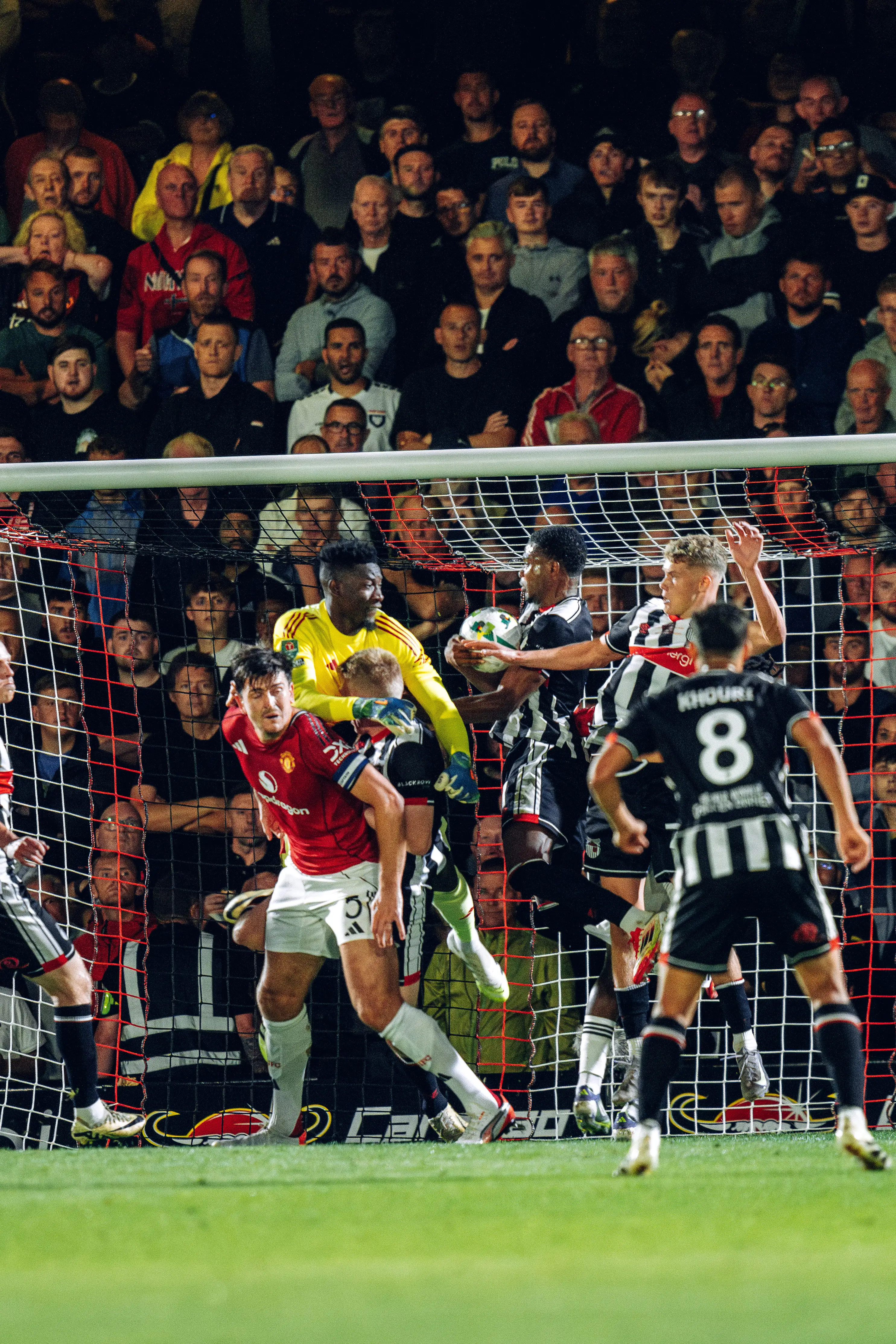 Andre Onana was criticised again after a poor first half. Image: Getty
