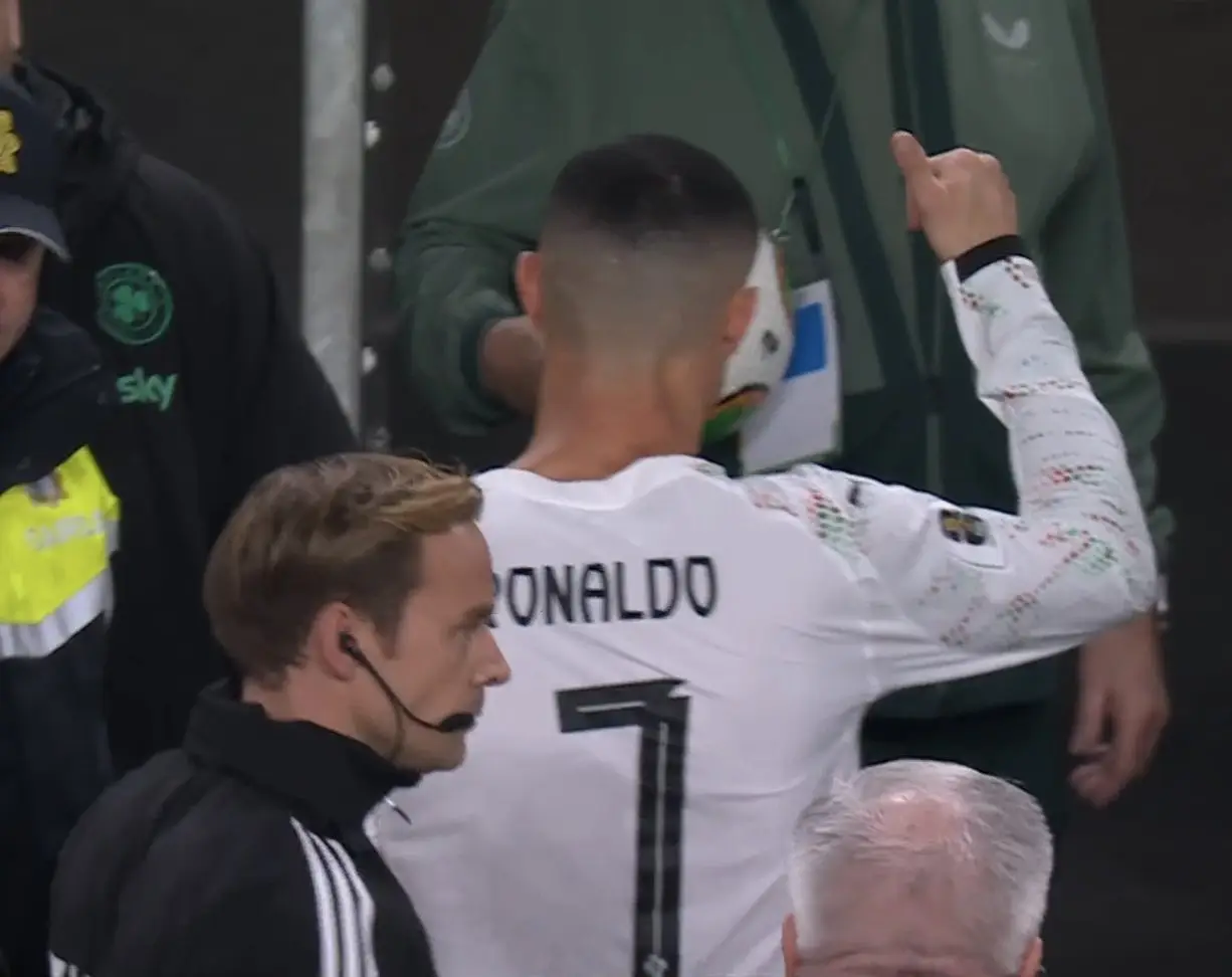 Ronaldo responds to Ireland supporter. Image credit: @TouchlineX