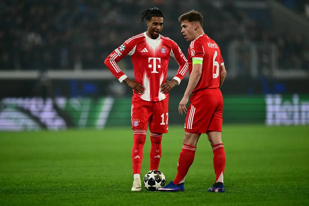 Michael Olise and Joshua Kimmich in action for Bayern Munich (Credit:Getty)