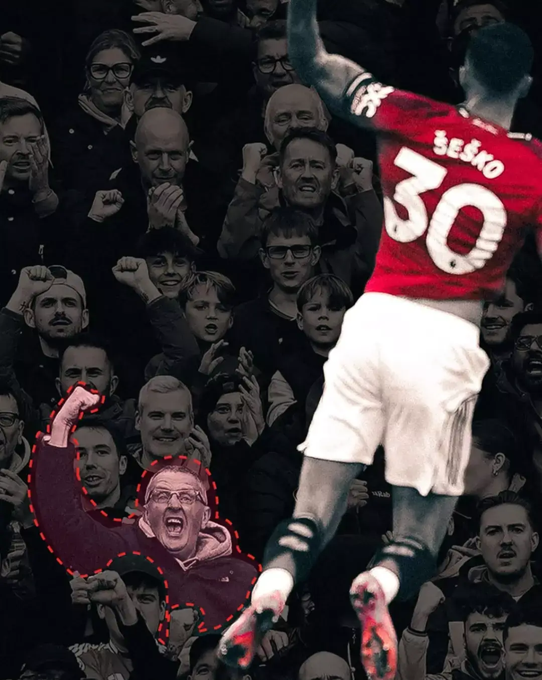 Sesko wanted to find the fan from this picture. Image credit: Instagram/pro_transfer_agency