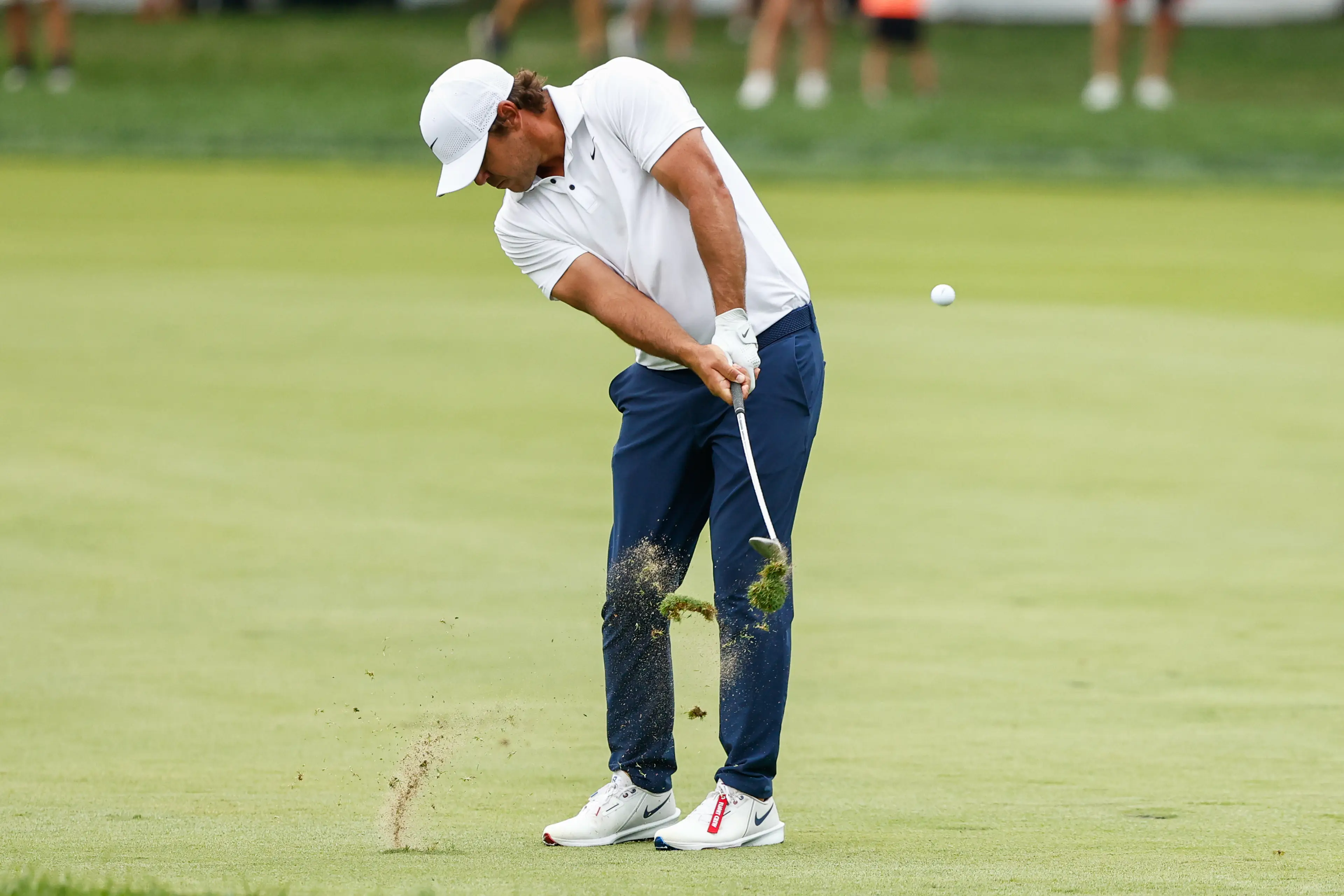 Brooks Koepka hitting an approach shot on the 17th hole during Day Two of LIV Michigan in August. Image credit: Getty