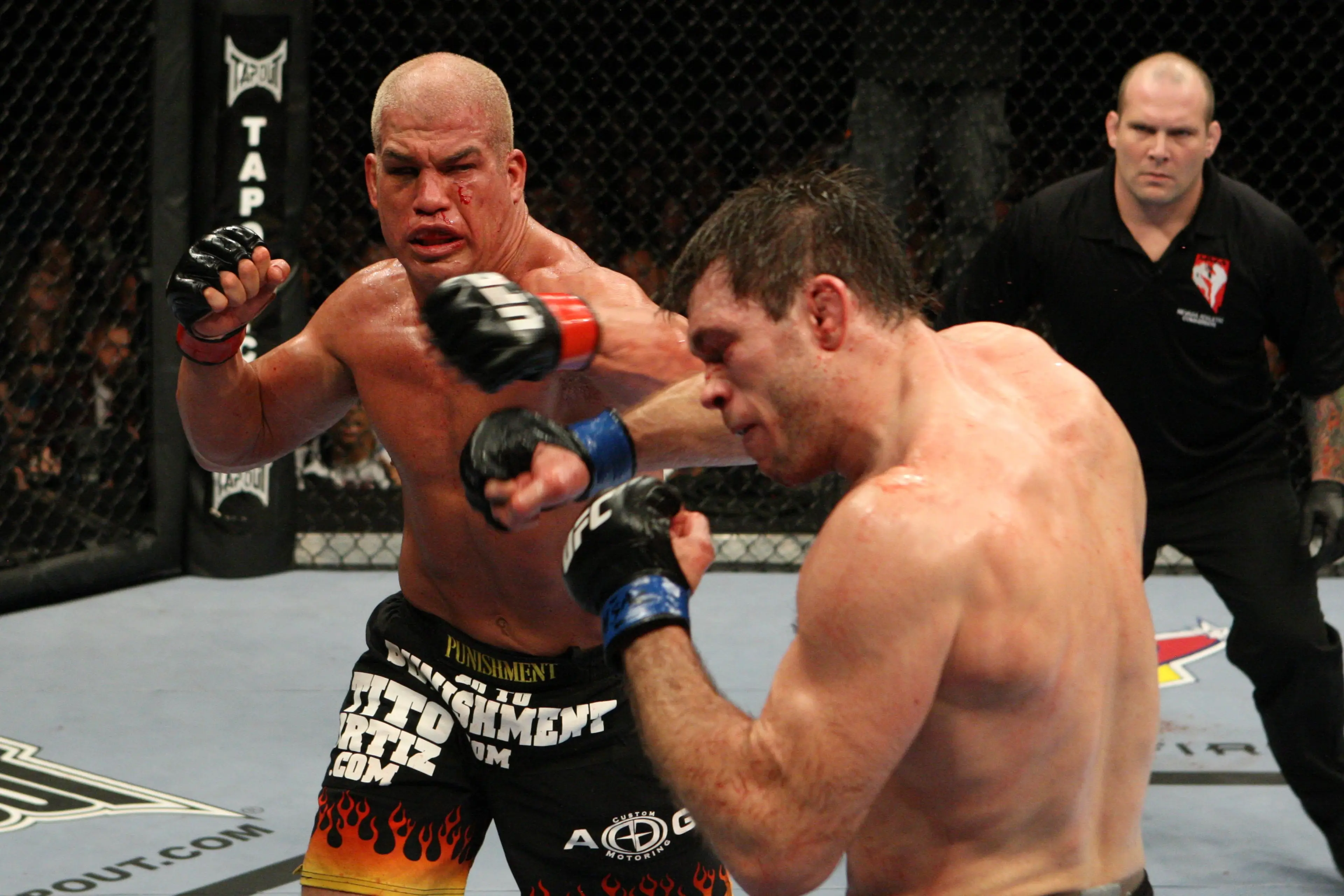 Tito Ortiz in action against Forest Griffin at UFC 106. Image: Getty