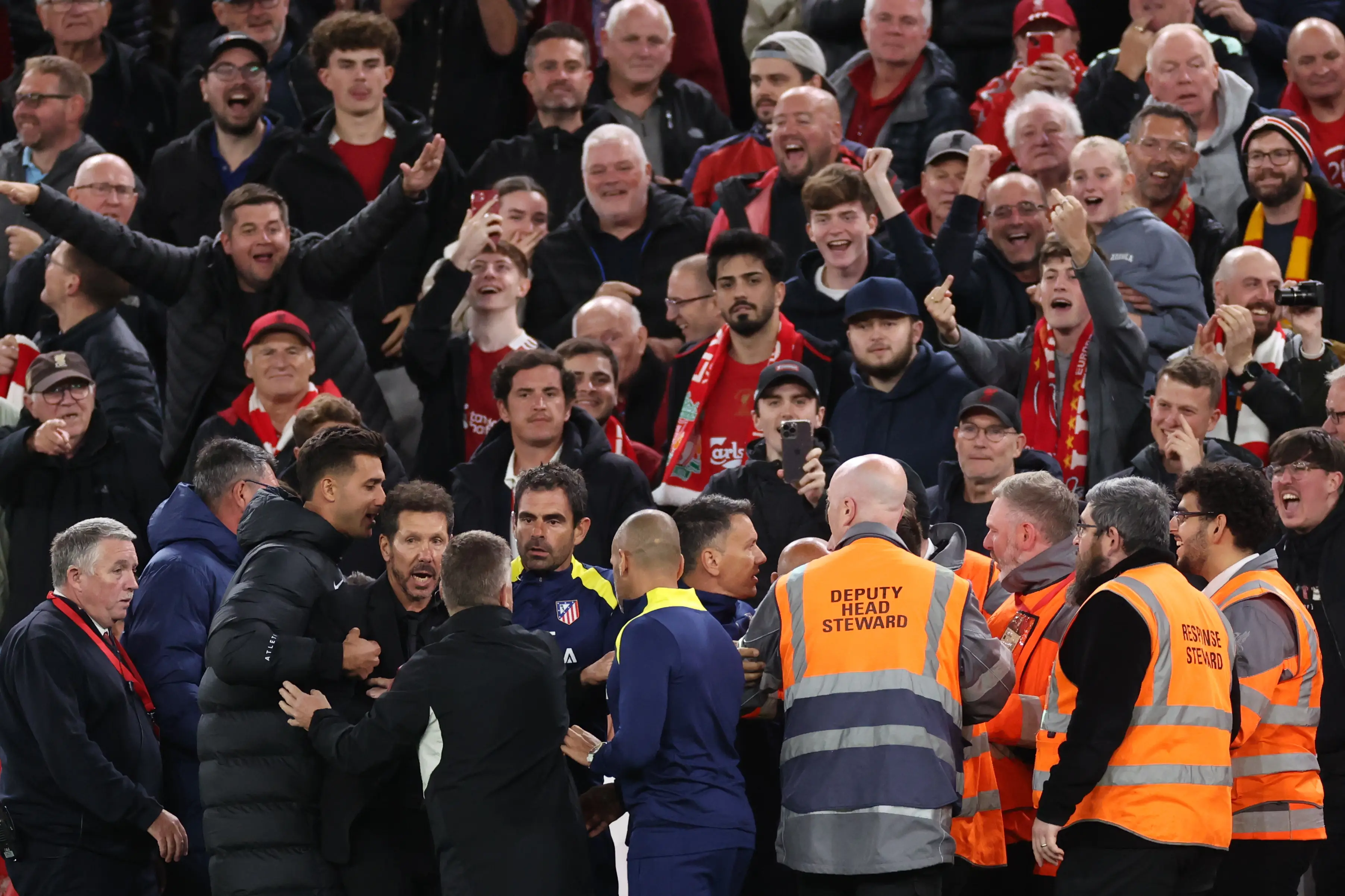 Simeone received his marching orders for his antics. Image: Getty
