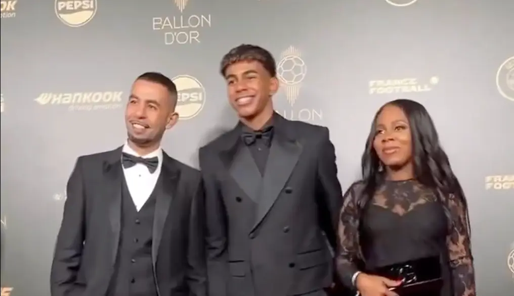 Lamine Yamal, father Mounir Nasraou, and mother Sheila Ebana pictured (Image: Twitter)