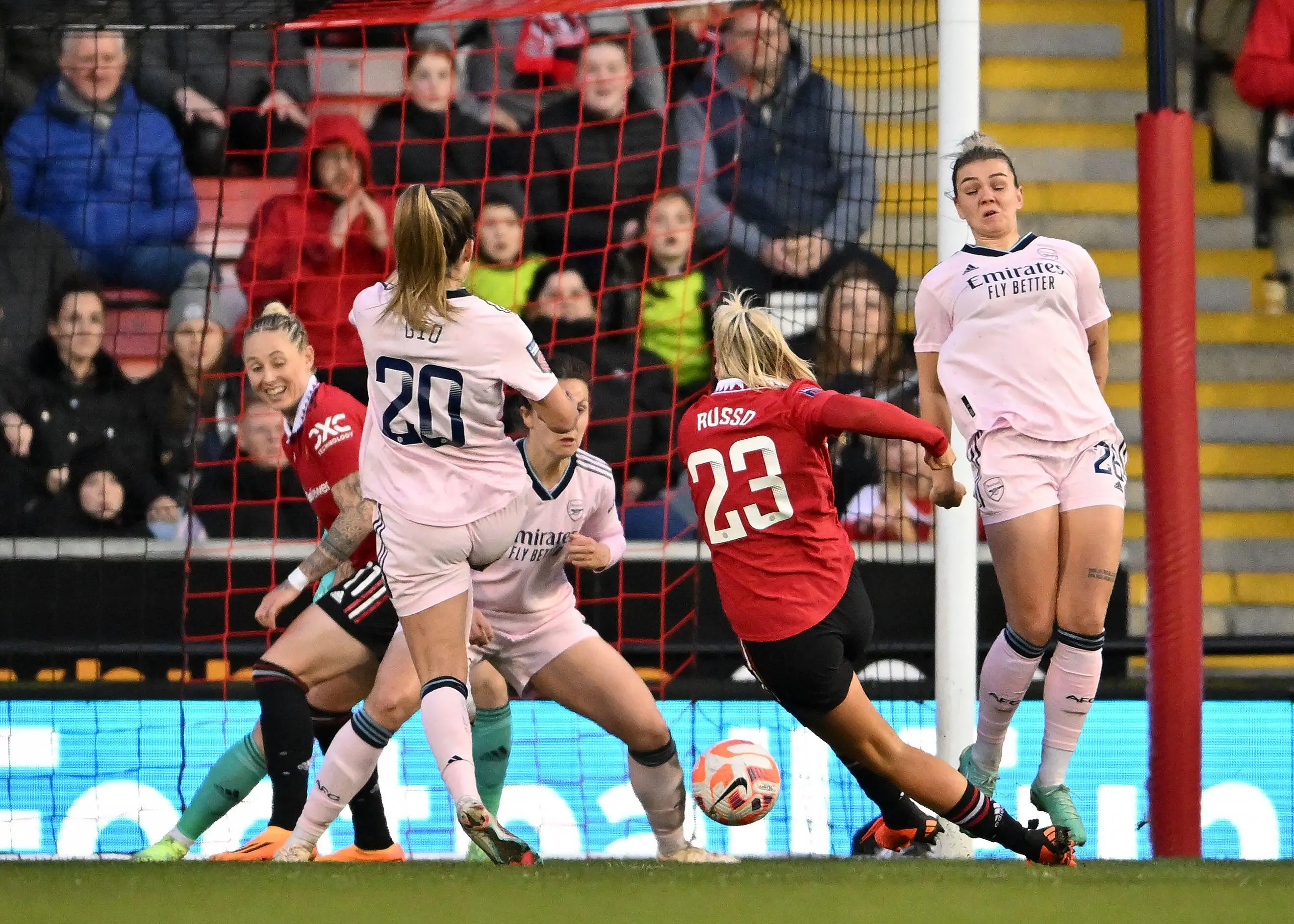 Russo scores in the league against Arsenal. Image: Alamy