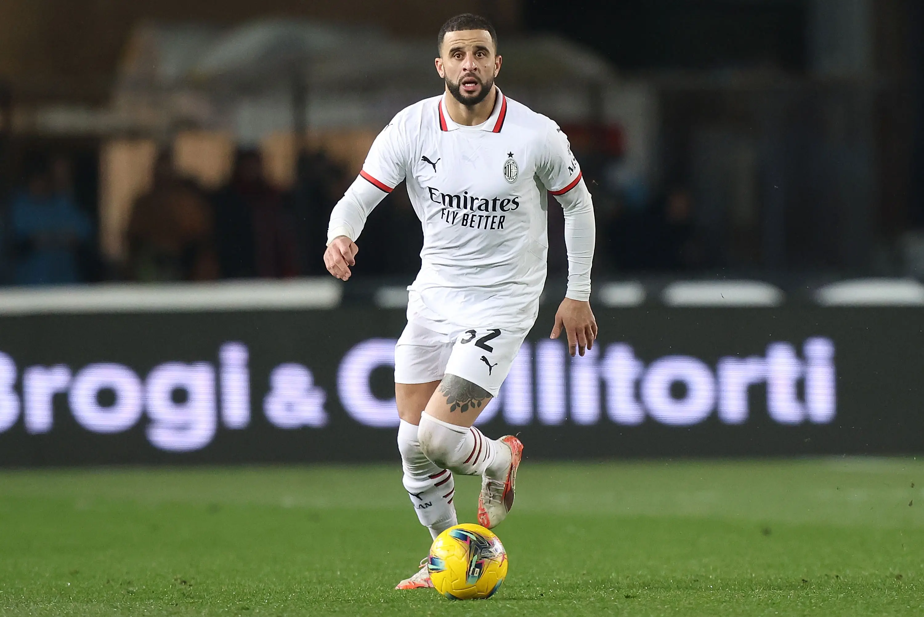 Kyle Walker in action for AC Milan following his transfer from Manchester City. Image: Getty 