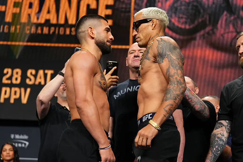 Ilia Topuria faces Charles Oliveira for the vacant UFC lightweight title (Credit:Getty)