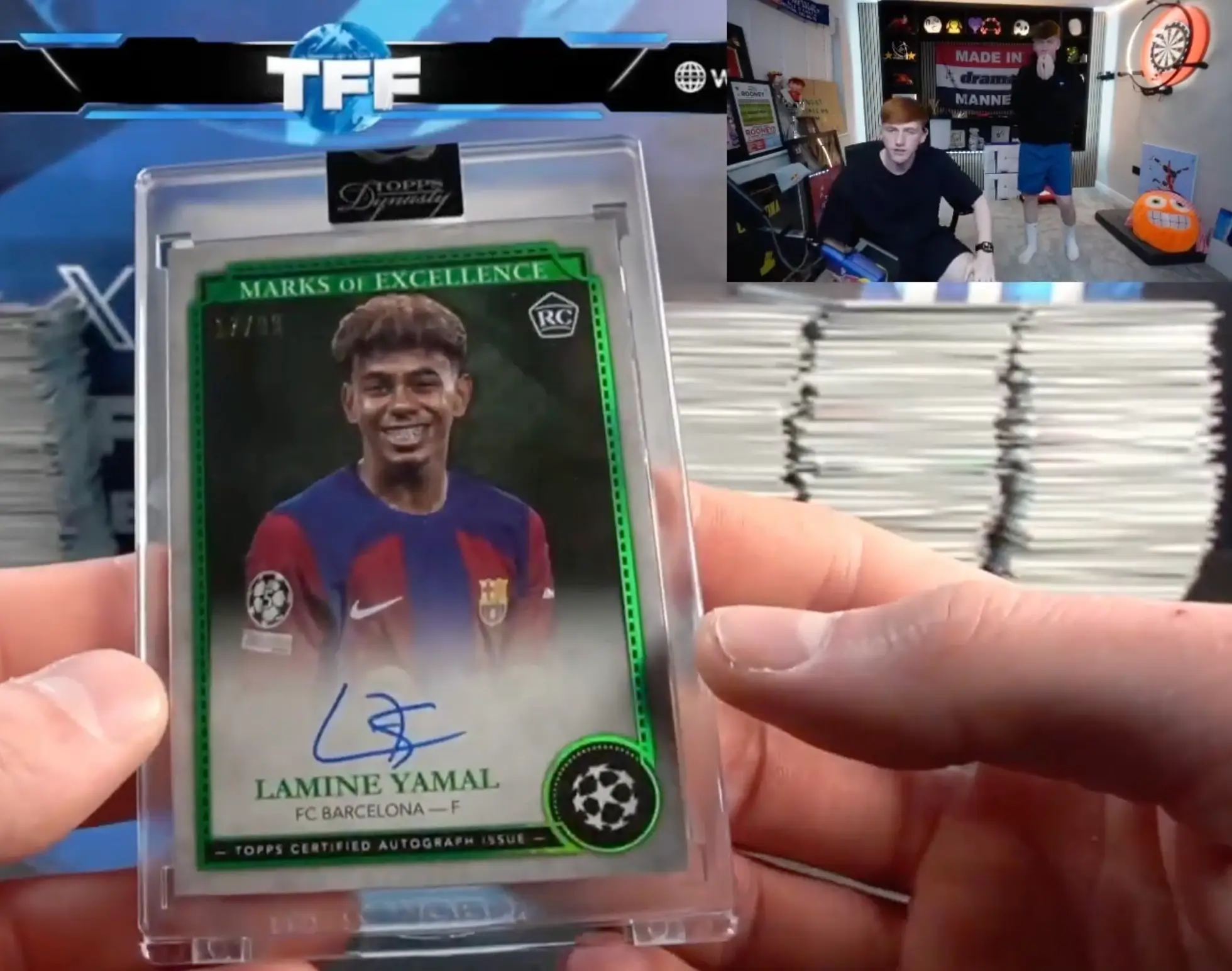 Ginge also packed a rookie Lamine Yamal card. Image credit: Twitch