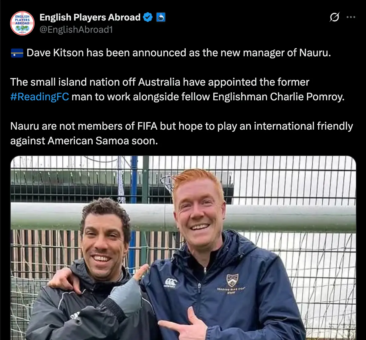 Ex-Premier League striker Dave Kitson became Nauru manager in March 2024 (Image: Nauru Football Federation)