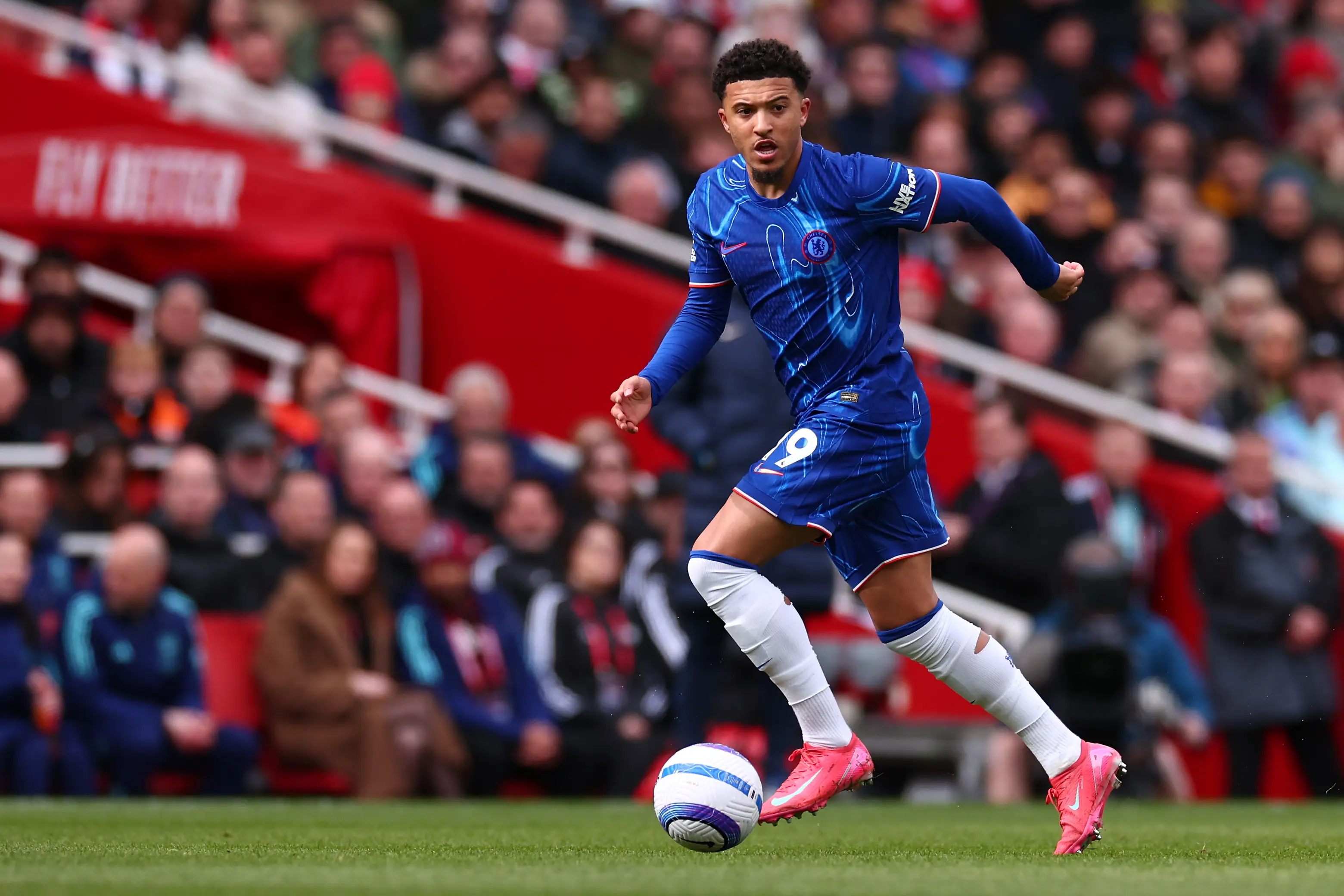 Jadon Sancho in action for Chelsea. Image: Getty 