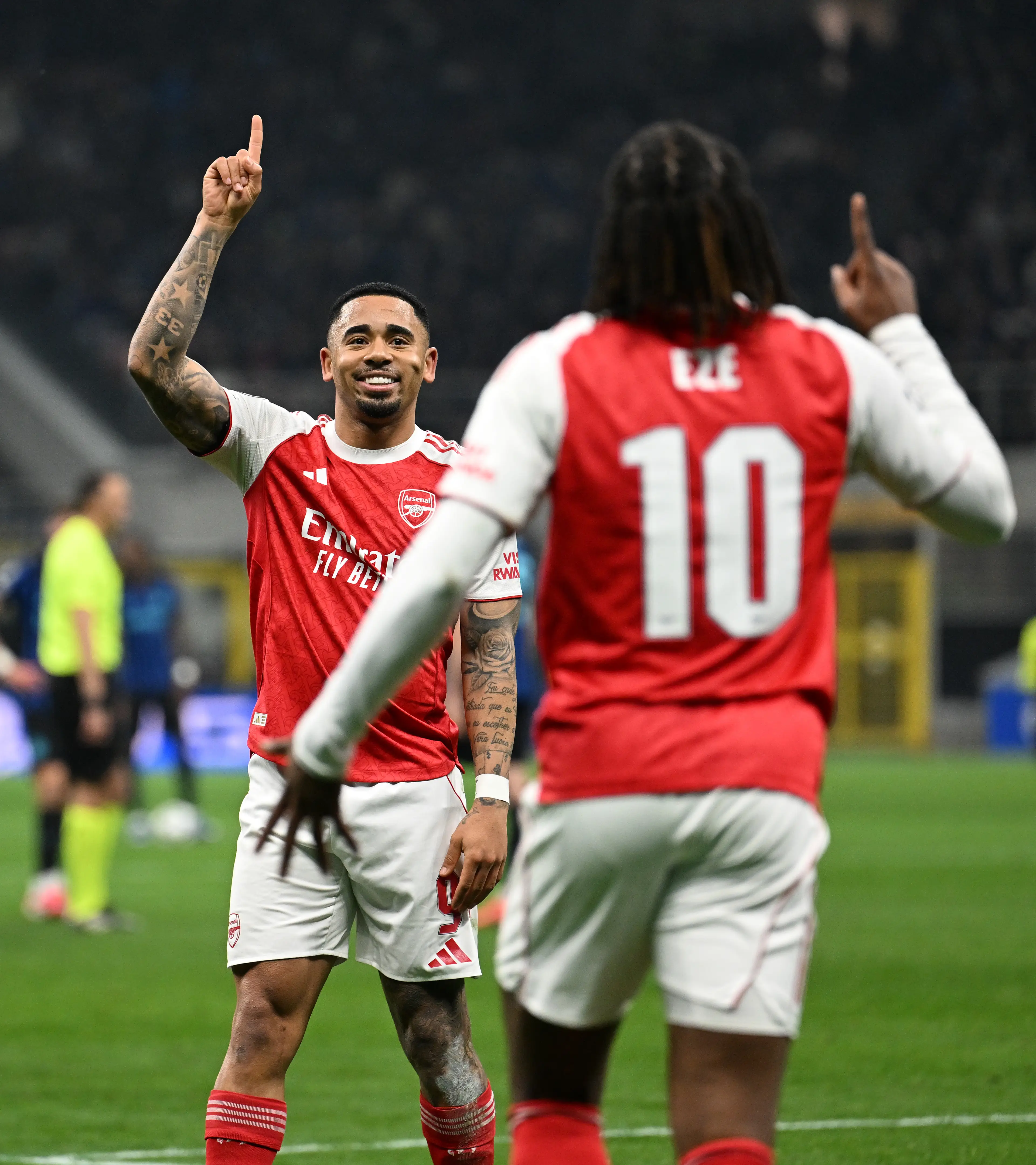 Gabriel Jesus celebrates scoring against Inter Milan. Image credit: Getty