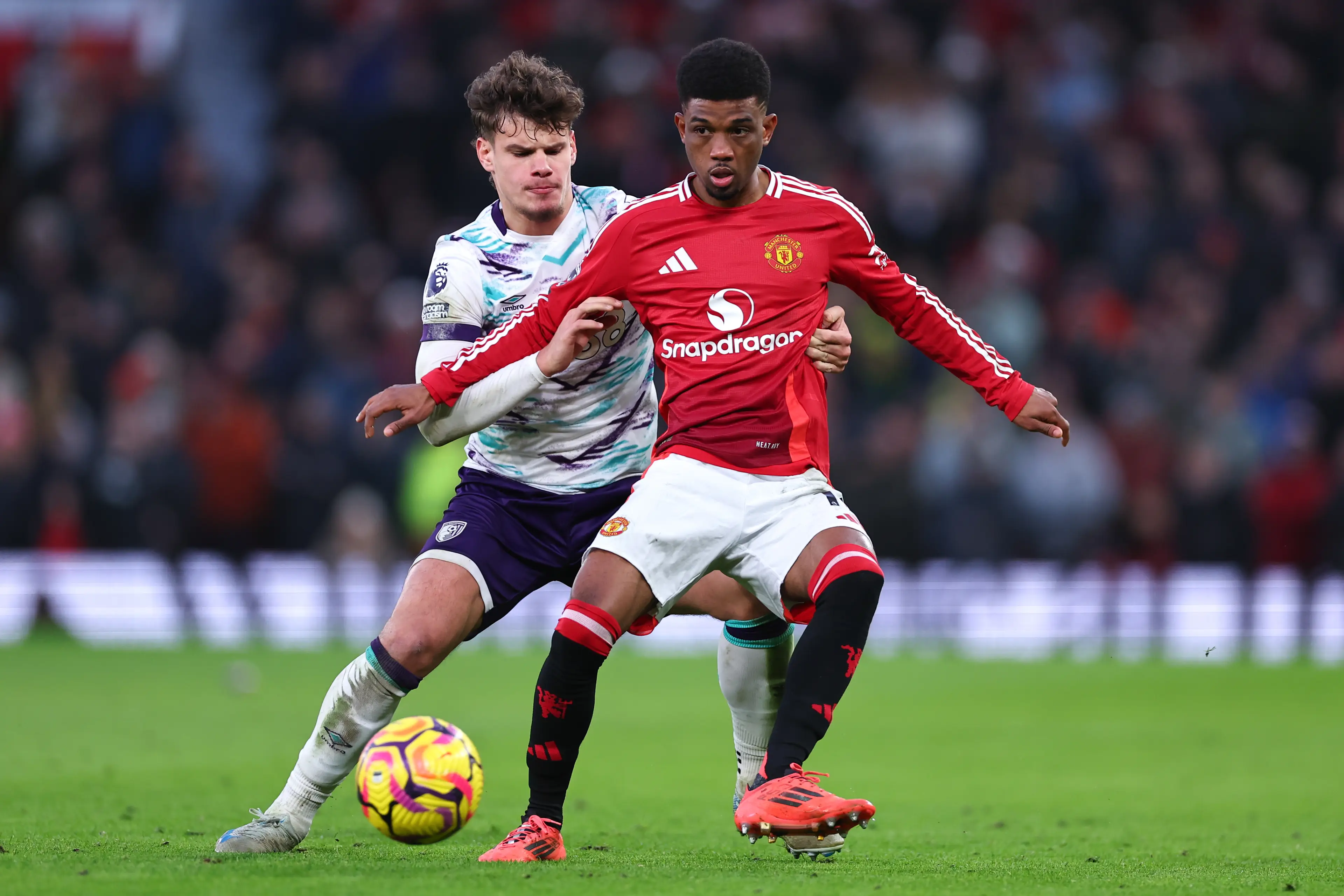 Amad Diallo in action for Manchester United. Image: Getty